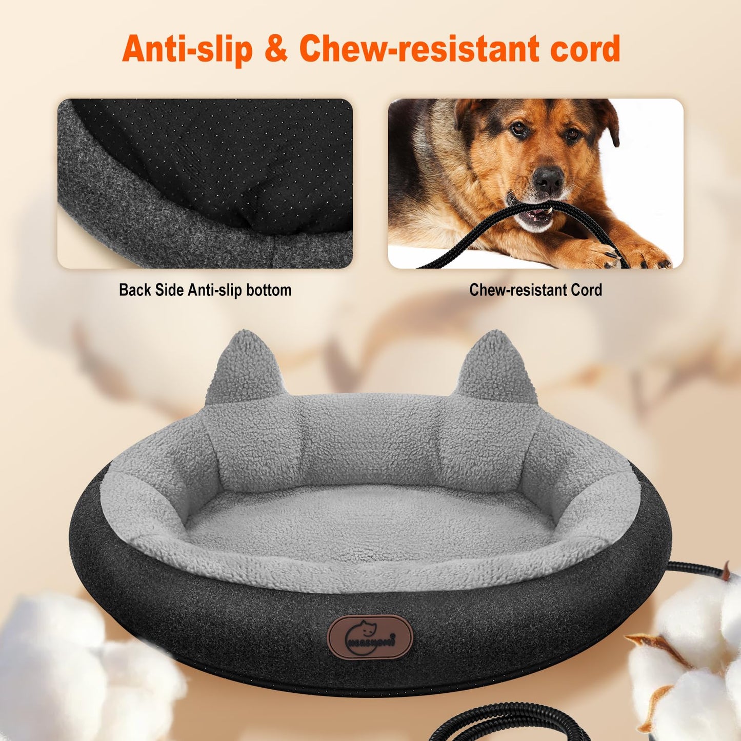 herehomi Heated Cat Bed for Small Size Cats, Heated Pet Bed with Bed