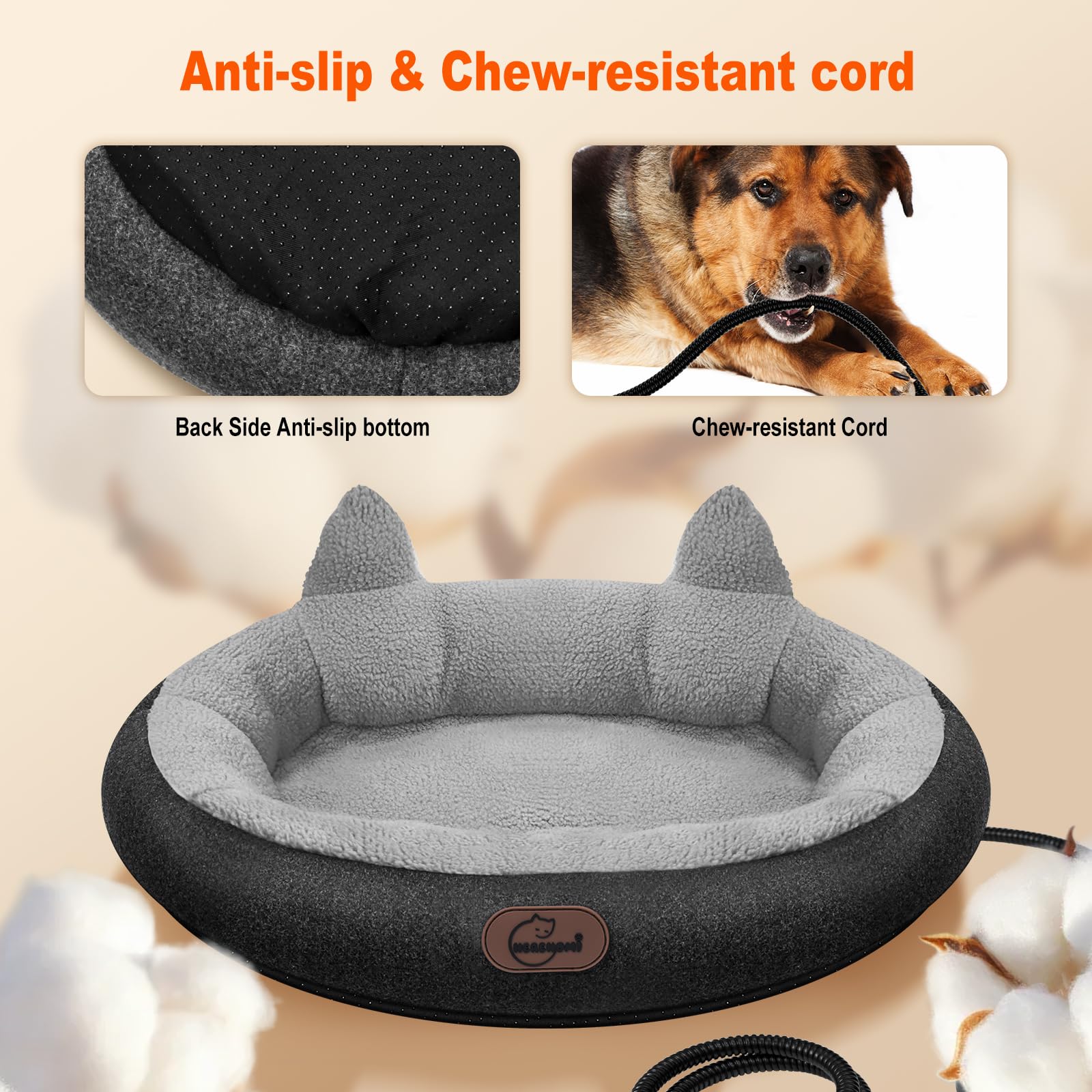 herehomi Heated Cat Bed for Small Size Cats, Heated Pet Bed with Bed