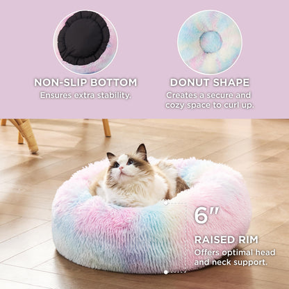 Bedsure Calming Cat Beds for Indoor Cats Small Washable Round Cat Bed