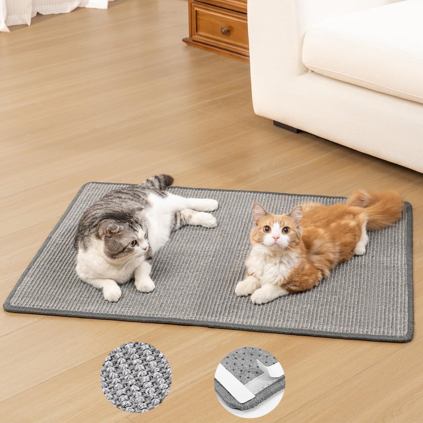Conlun Extra Large Cat Scratcher Mat (27.5" x 35.4"), Natural Pad