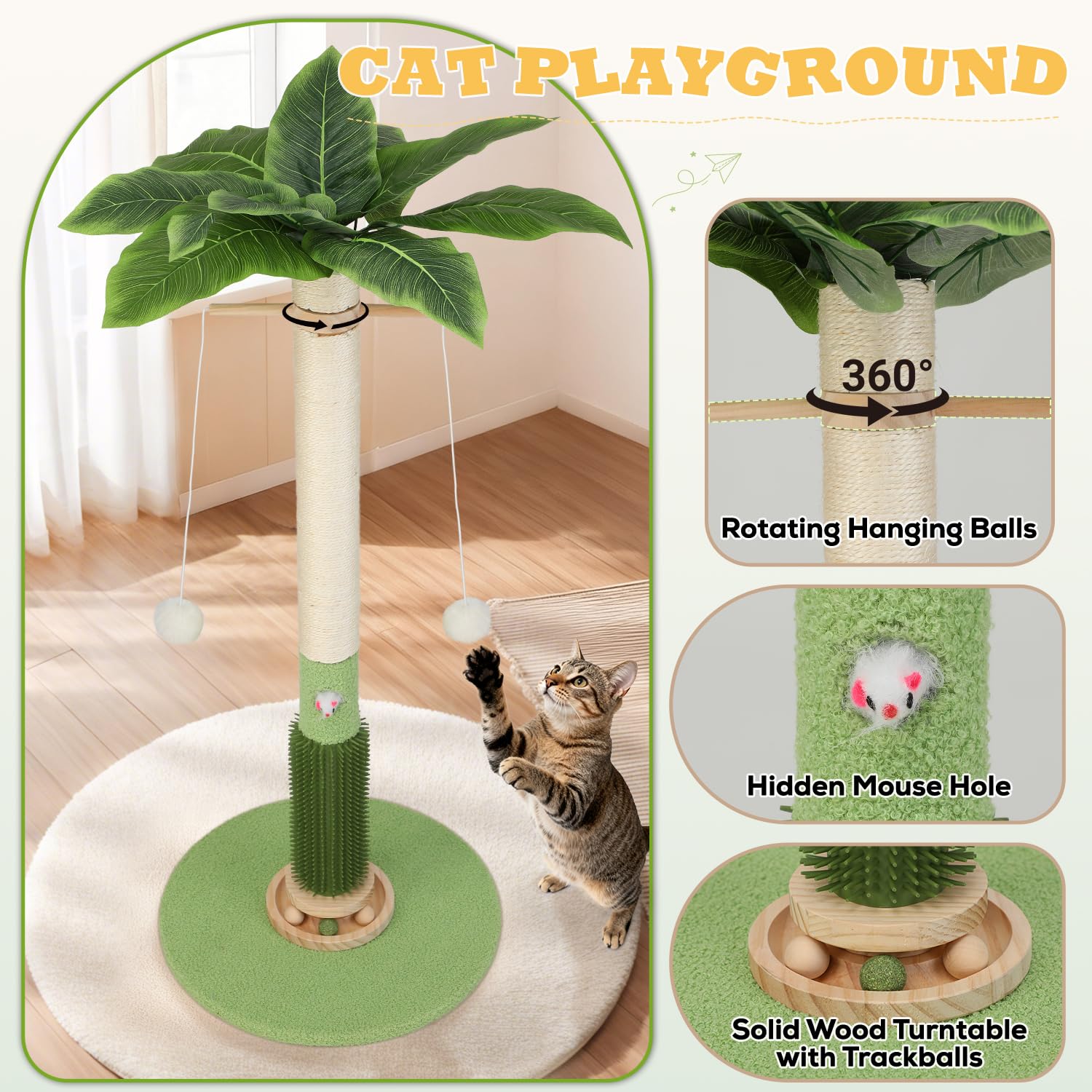 COUNER Cat Scratching Post,37.5'' Tall Sisal Cat Tree Scratching Post