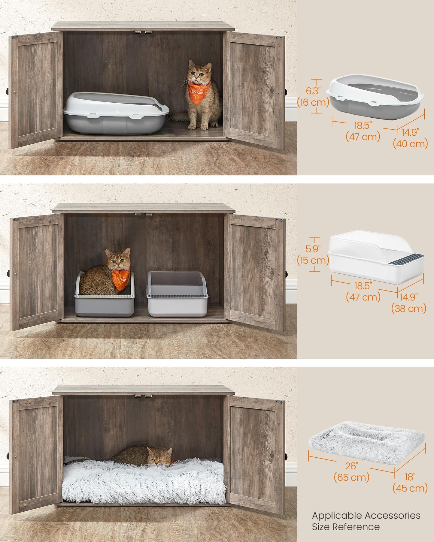 Feandrea Cat Litter Box Enclosure, Litter Box Furniture Hidden, Box