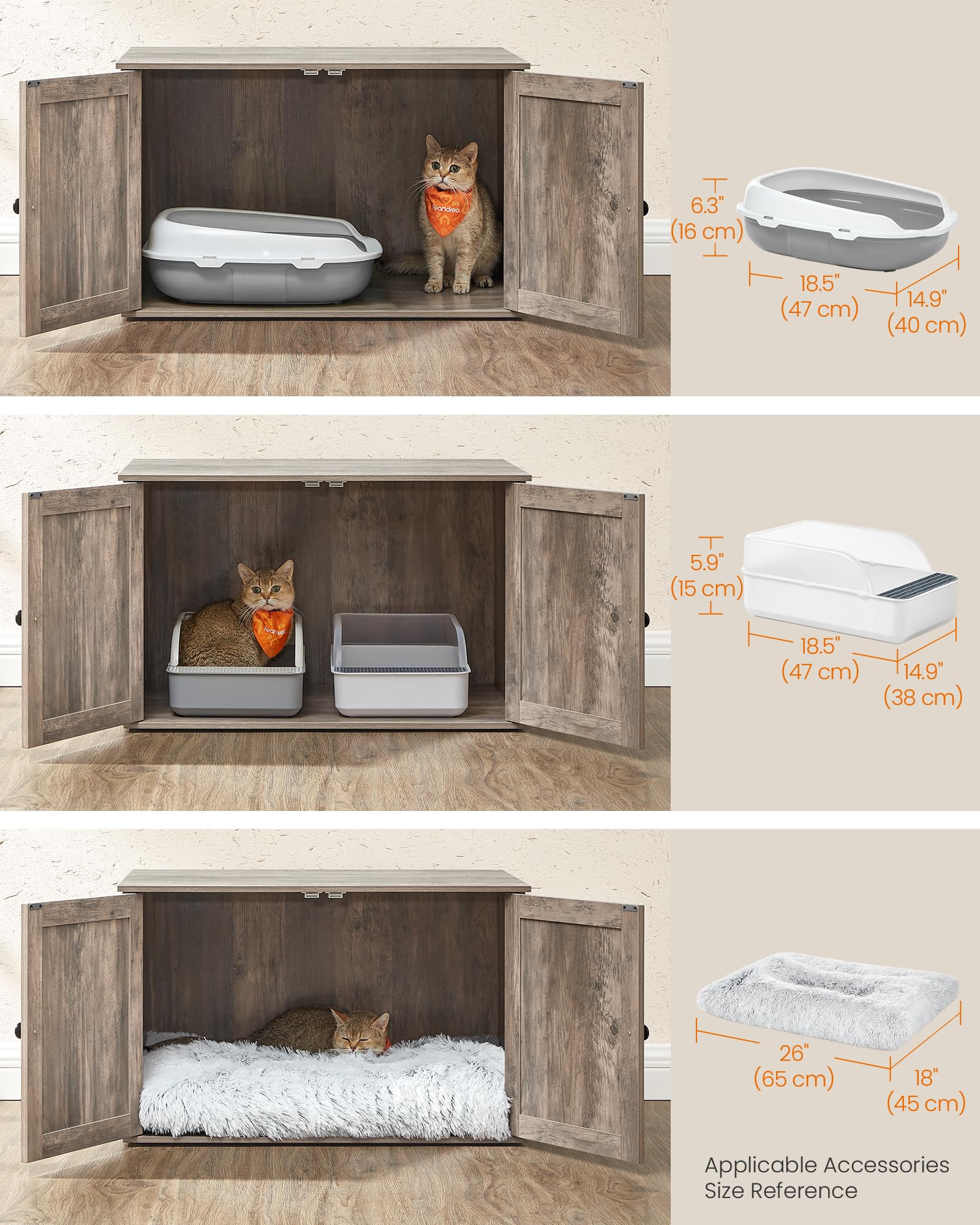 Feandrea Cat Litter Box Enclosure, Litter Box Furniture Hidden, Box