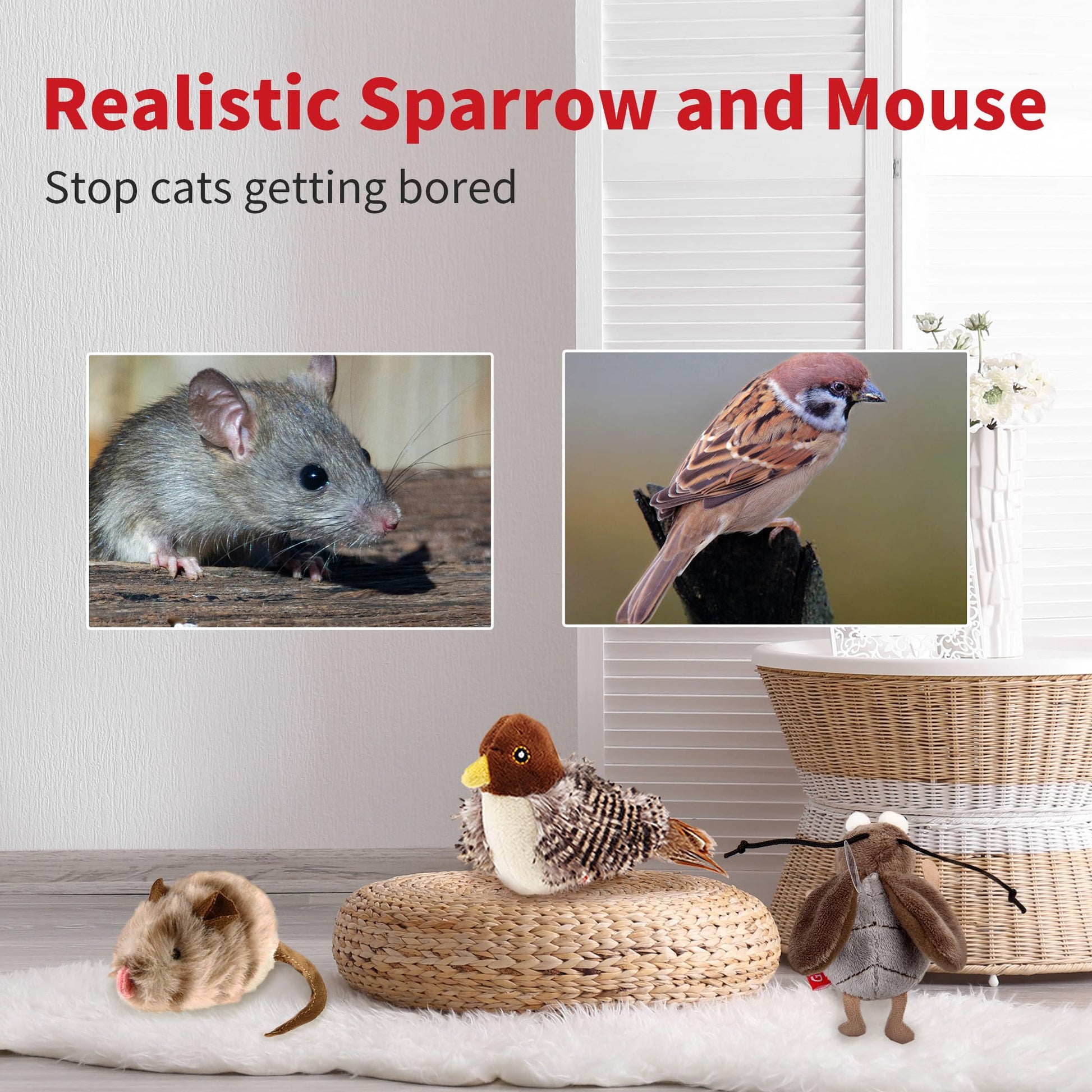 PETGEEK Gigwi Simulated Chirping Bird Cat Toy, Fake Feather