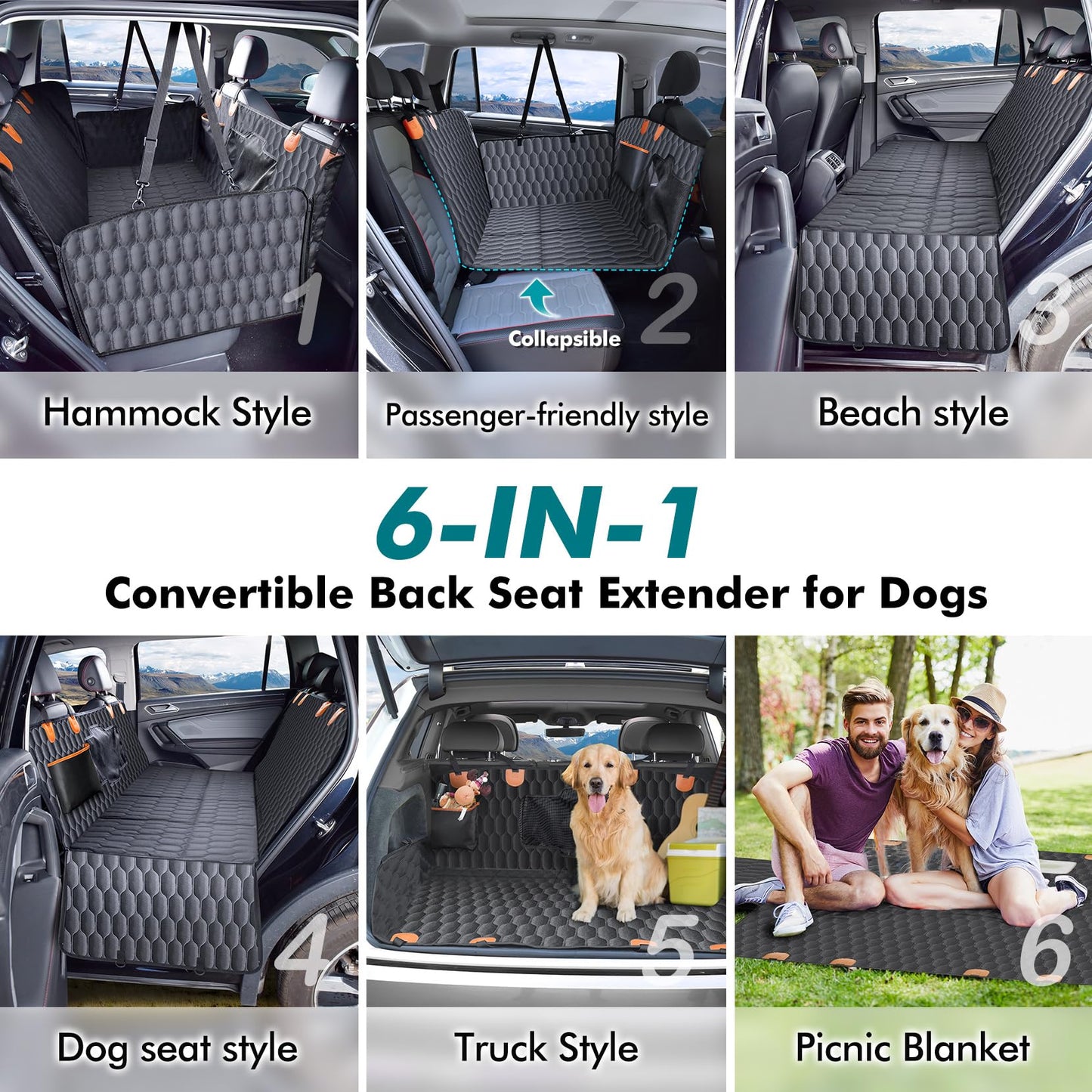 Chumajor Back Seat Extender for Dogs-Supports ,Waterproof Dog Car Seat