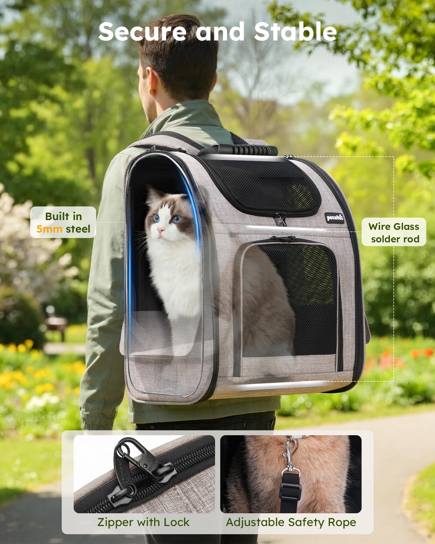 Pecute Cat Backpack Carrier XL, ExpandablePet Backpack