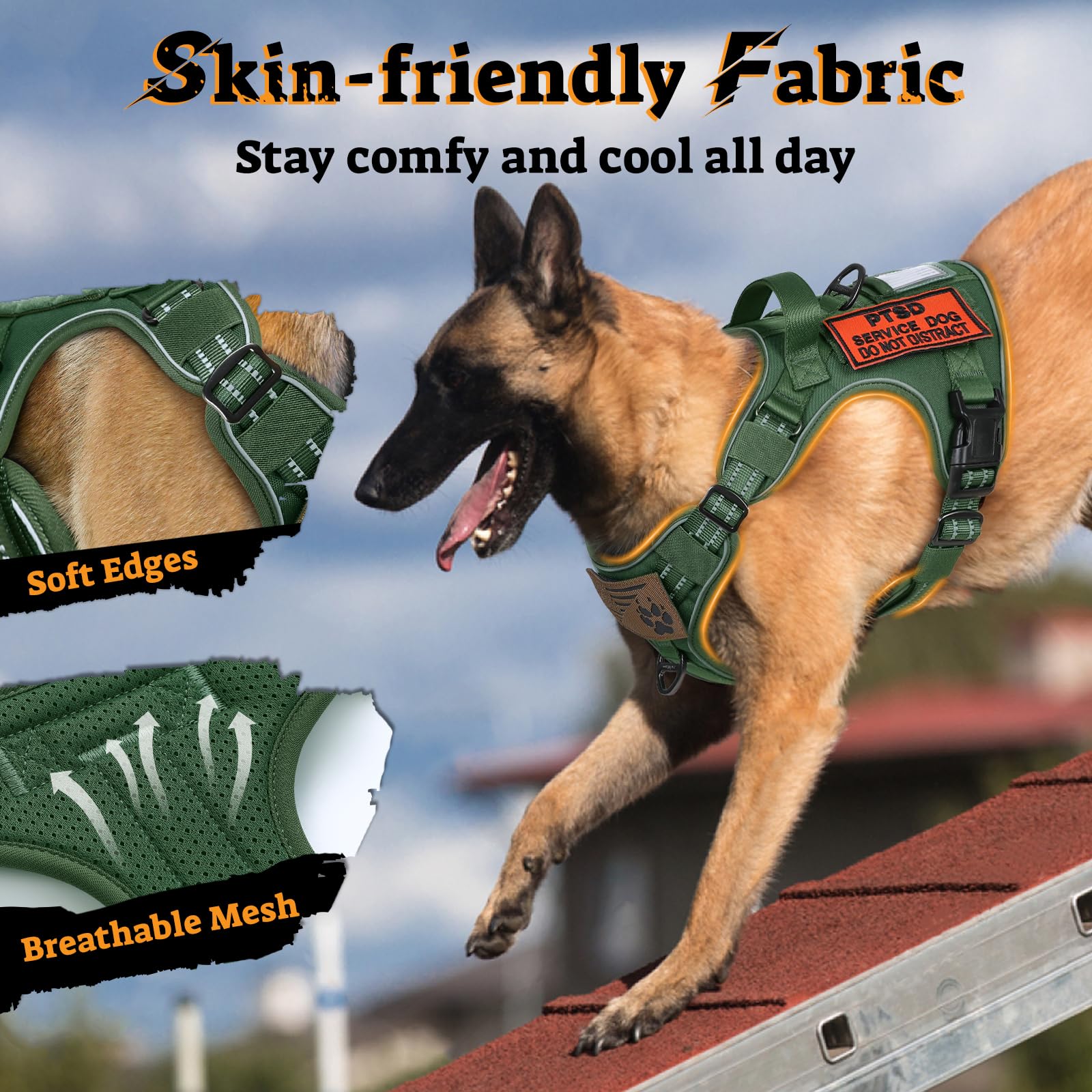 rabbitgoo Tactical Dog Harness for Medium Dogs No Pull Harness