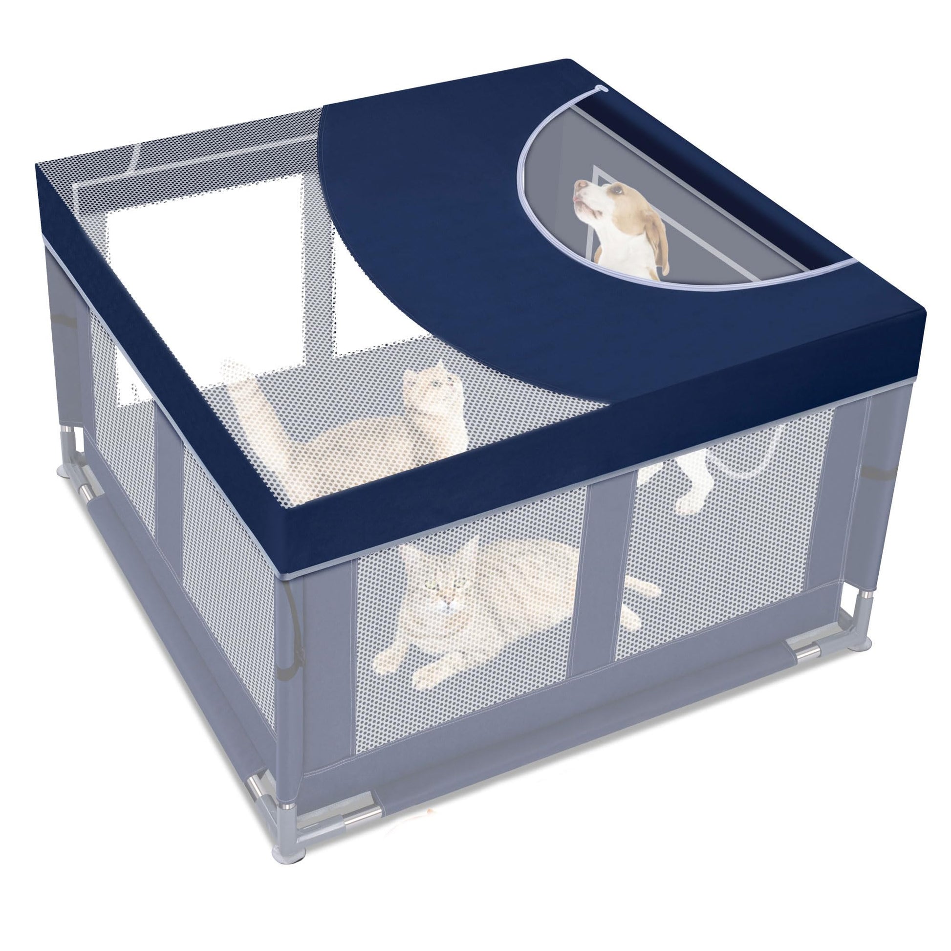 Dog Playpen Cover, Dog Play Pen Top with Hooks, Soft Fabric Roof Crate