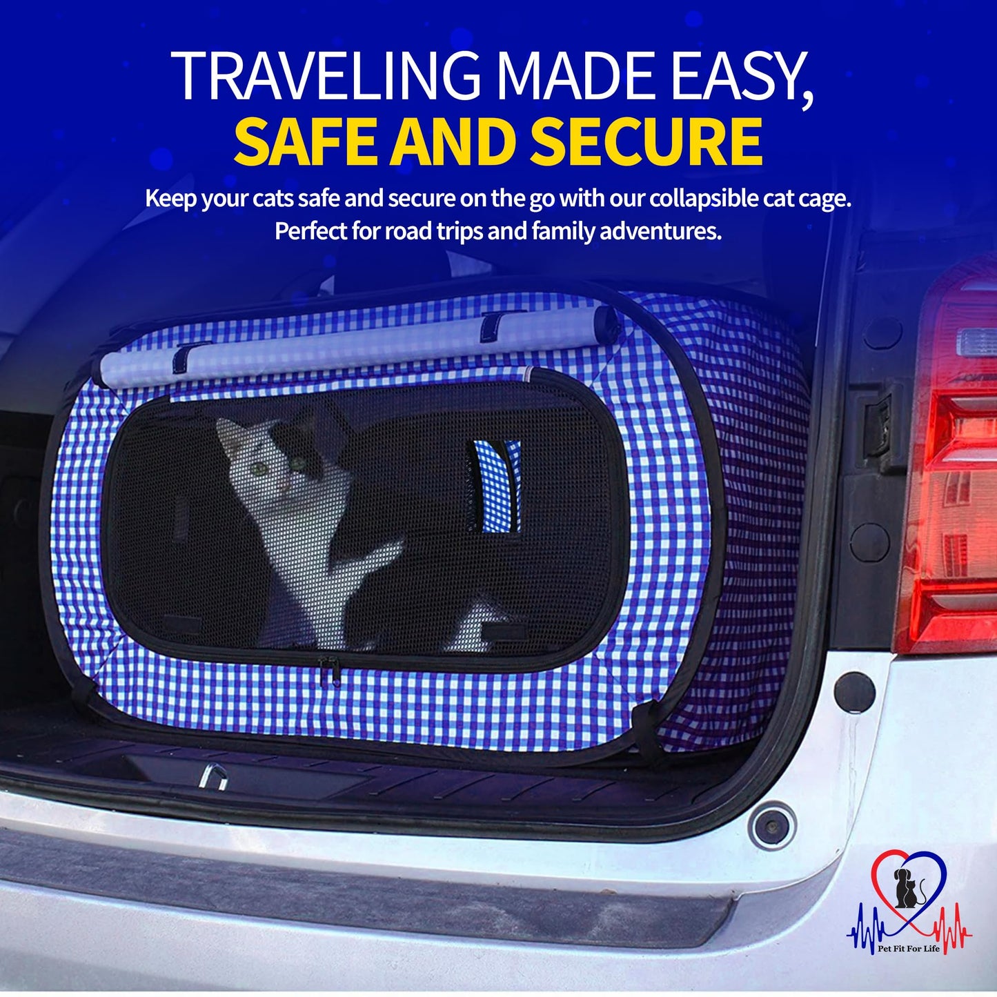 Pet Fit For Life Extra Large Cat Carrier for Travel Foldable Feather