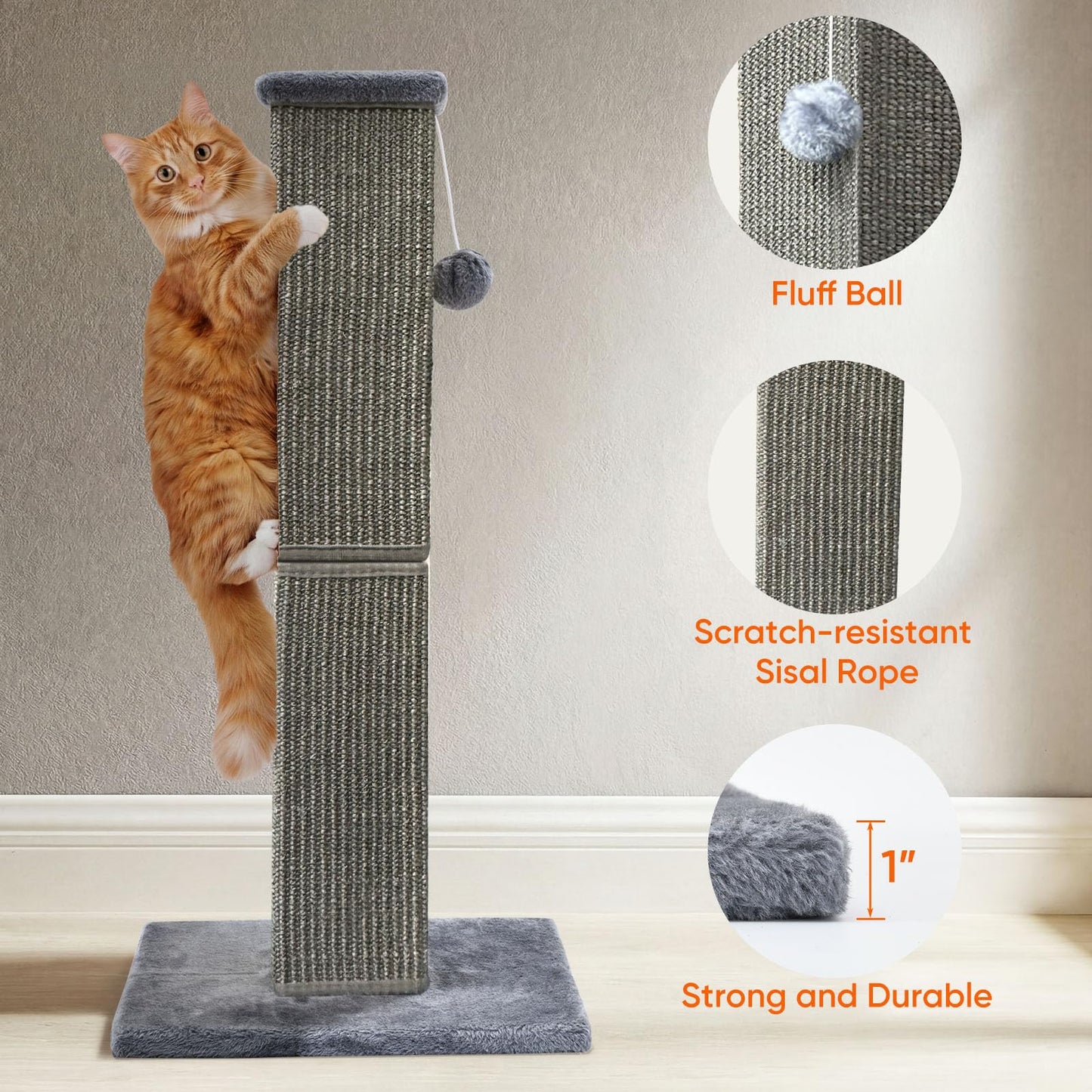 YULOYI Cat Scratching Post for Indoor Large Cats and Kitten, Scratcher