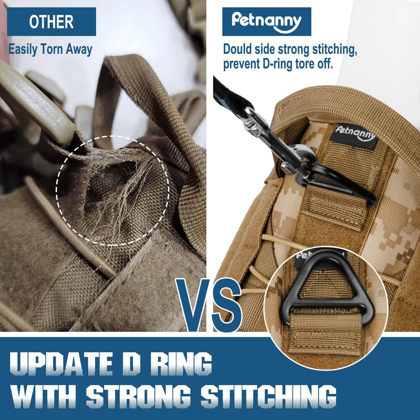 PETNANNY Tactical Dog Harness Service Dog Harness Emotional Hook