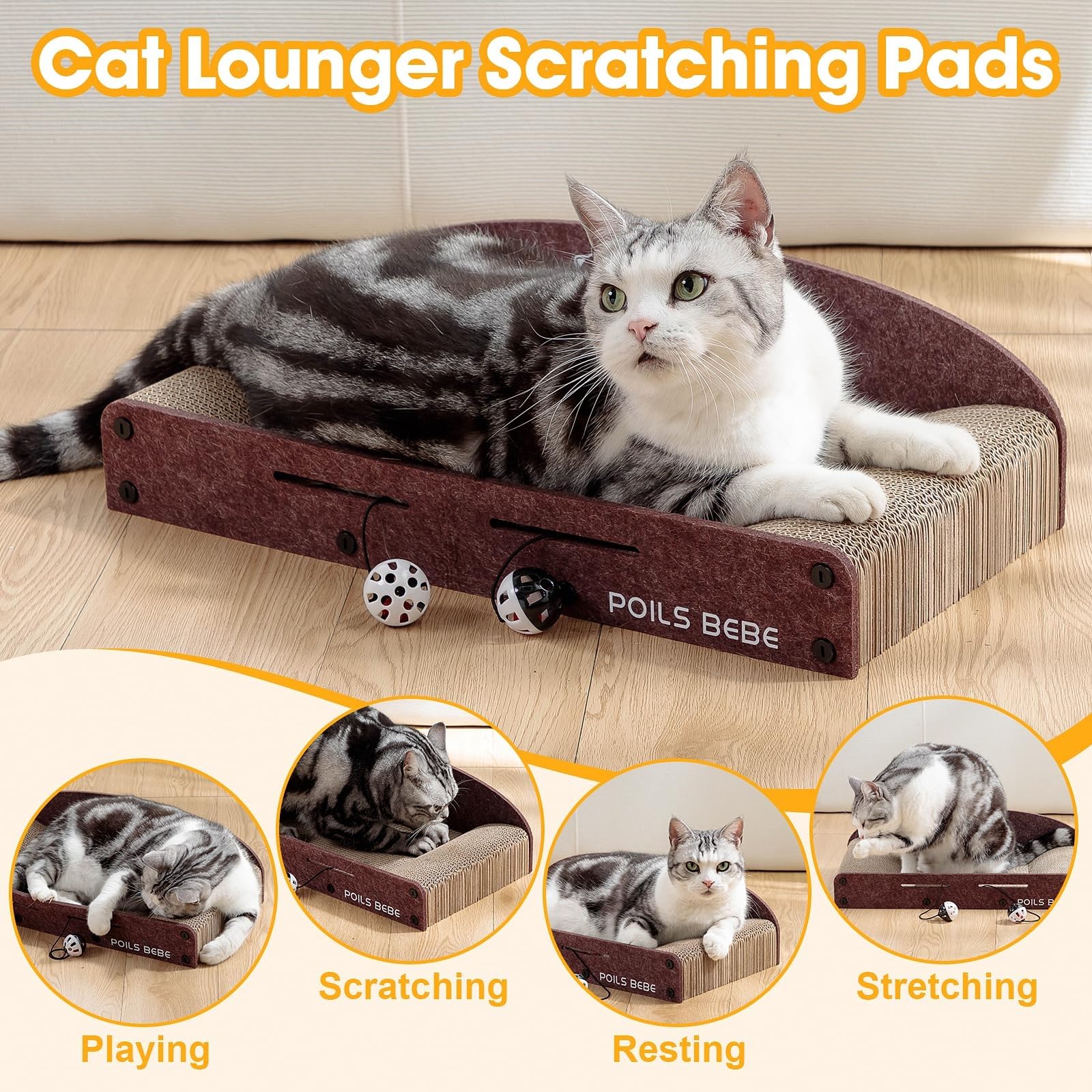 Poils Bebe Sofa Cat Scratcher, Small Cat Scratcher Cardboard Furniture