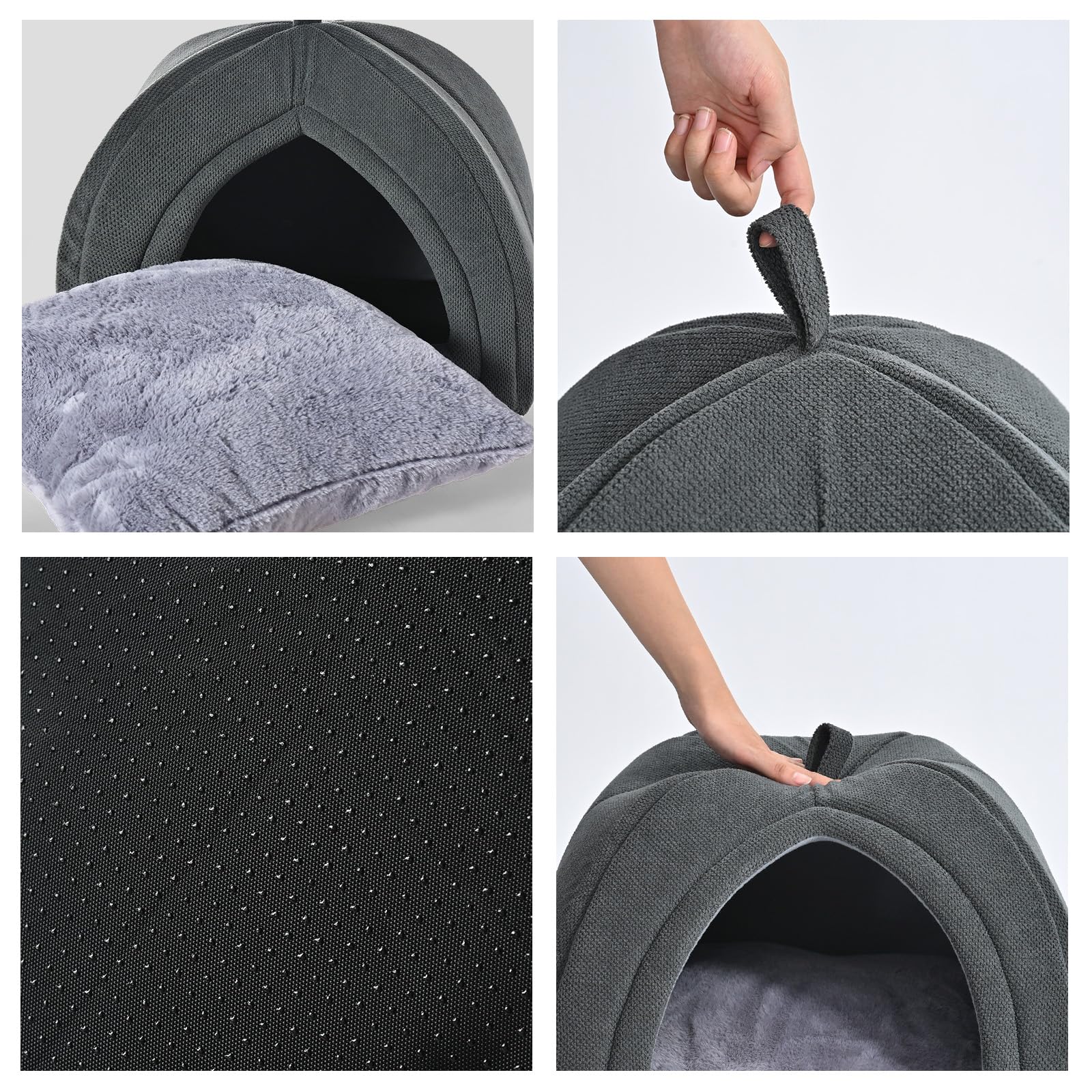 Amazon Basics Cat Cave Bed, 2-in-1 Foldable House for Indoor Bed