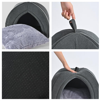 Amazon Basics Cat Cave Bed, 2-in-1 Foldable House for Indoor Bed