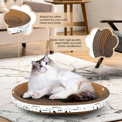 Romohom 3 Pack Oval Cardboard Cat Scratcher Lounger Bed, Board