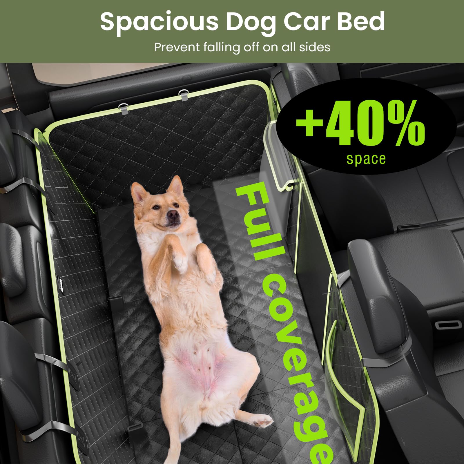 Back Seat Extender for Dogs 57 * Waterproof Leather Fabric Dog Seat