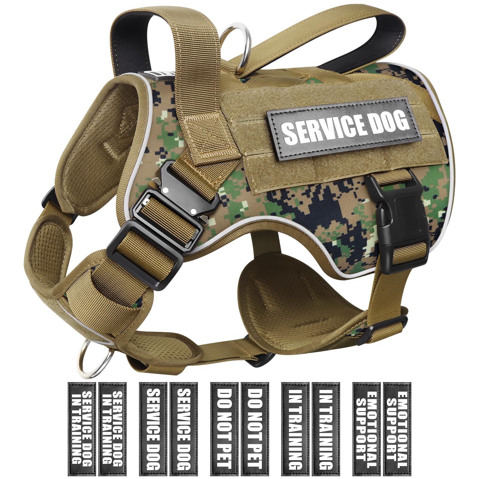 WINSEE Tactical Dog Harness for Medium Dog, Heavy Duty Service Harness