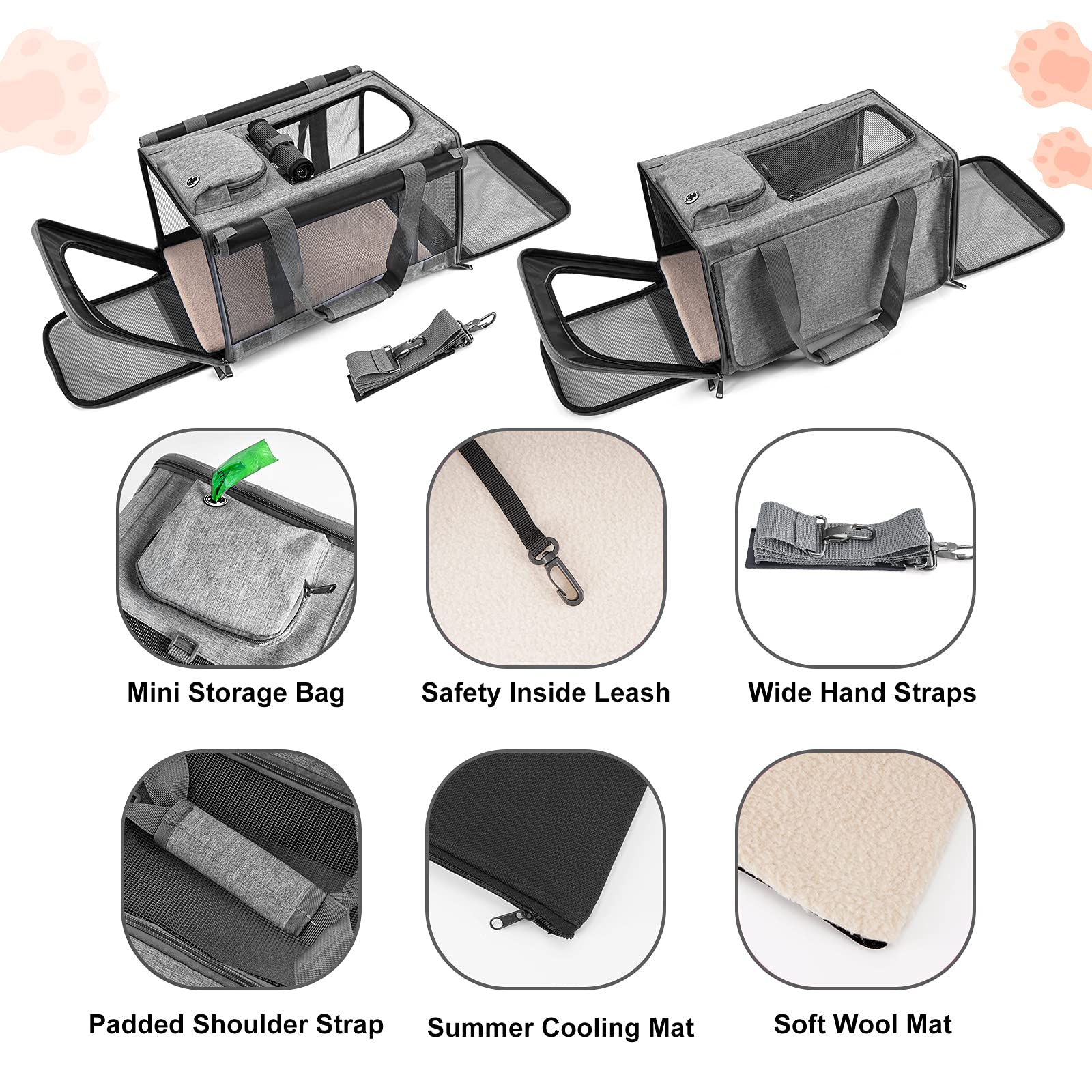 GAPZER Pet Carrier for Large Cats, Soft-Sided Cat Carrier