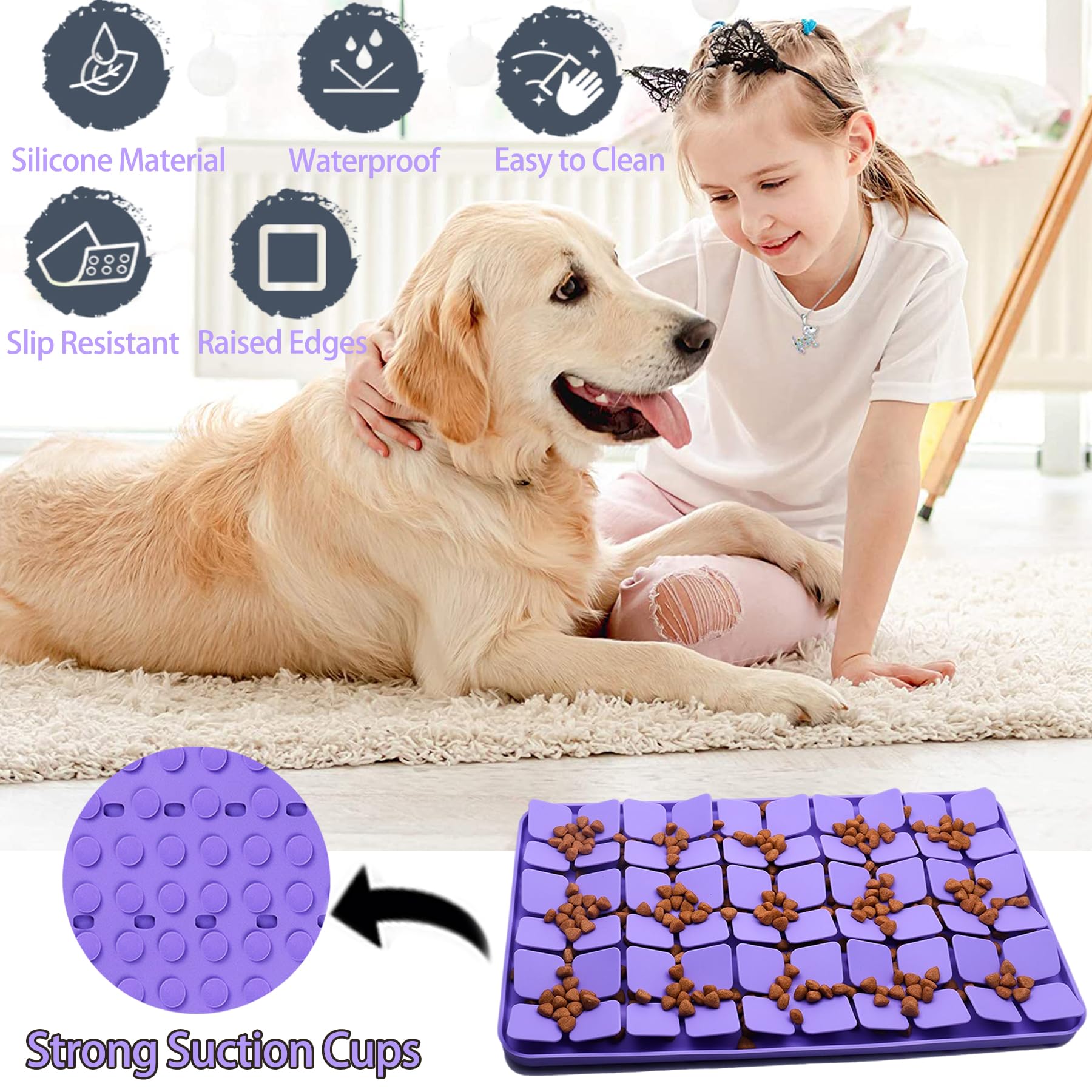 Femont Silicone Snuffle Mat for Small Medium Dogs,Slow Feeder Lick Mat
