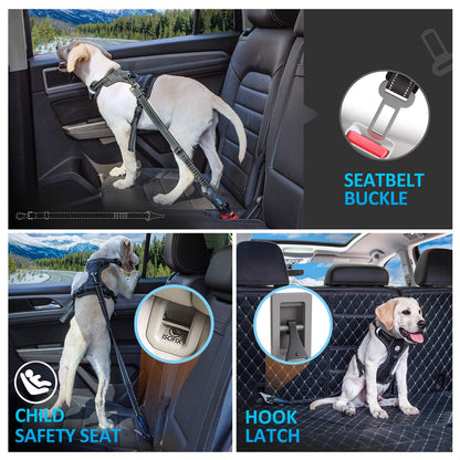 Dog Seat Belt 3-in-1 Car Harness for Dogs Adjustable Safety Seat