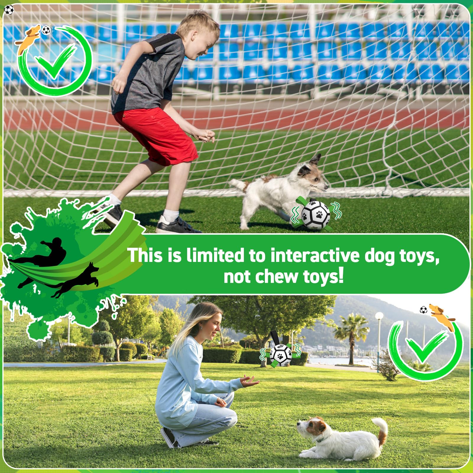 QDAN Dog Toys Balls with Bell Inside, Squeaky Dog Balls for Tug Balls
