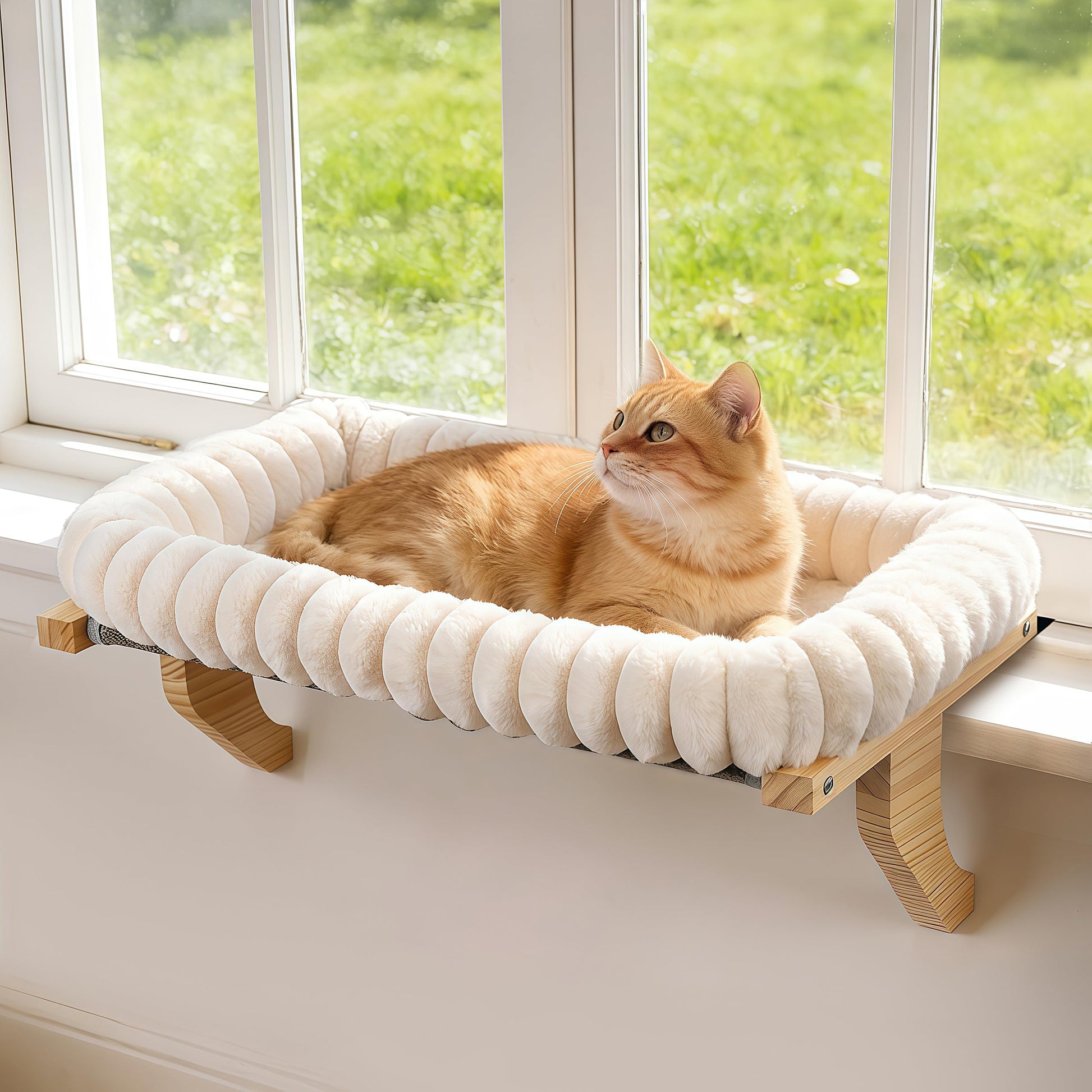Zoratoo Cloud-Cuddle Cat Perch for Window Sill with Bolster, Bed