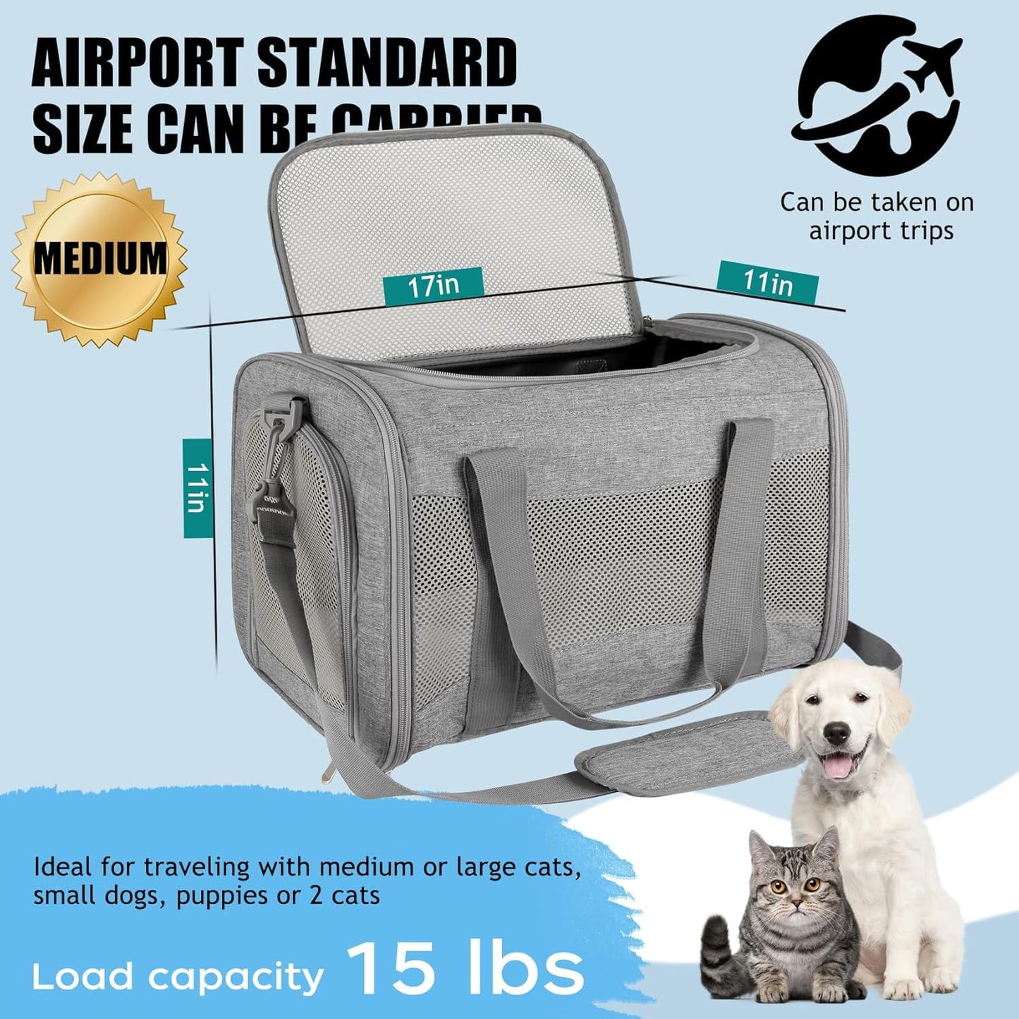 Yipincover Cat Carrier, Soft-Sided Airline Approved Pet Carrier