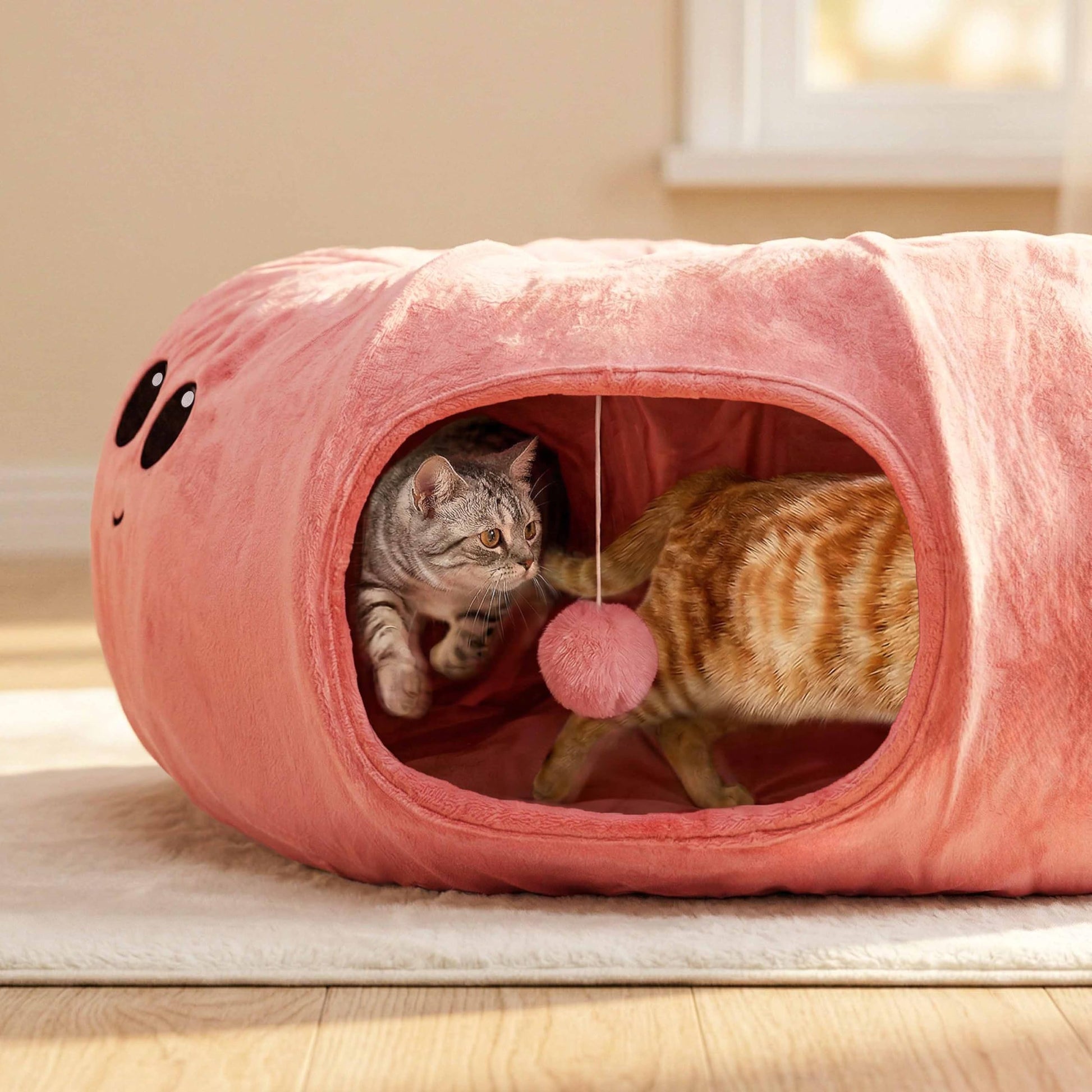 VIEFIN Cat Tunnel Bed with 20 Cat Toys, Collapsible Play Tunnel