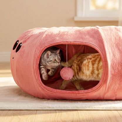 VIEFIN Cat Tunnel Bed with 20 Cat Toys, Collapsible Play Tunnel