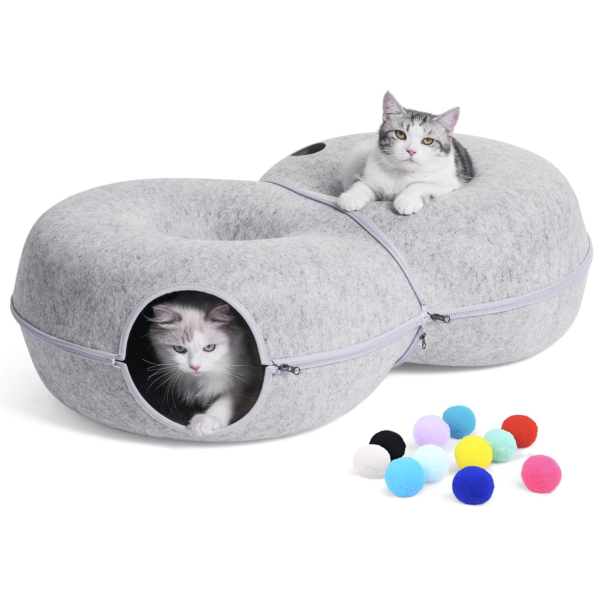 LovIntry 8-Shaped Large Cat Tunnel Bed for Indoor Cats, Infinite Bed