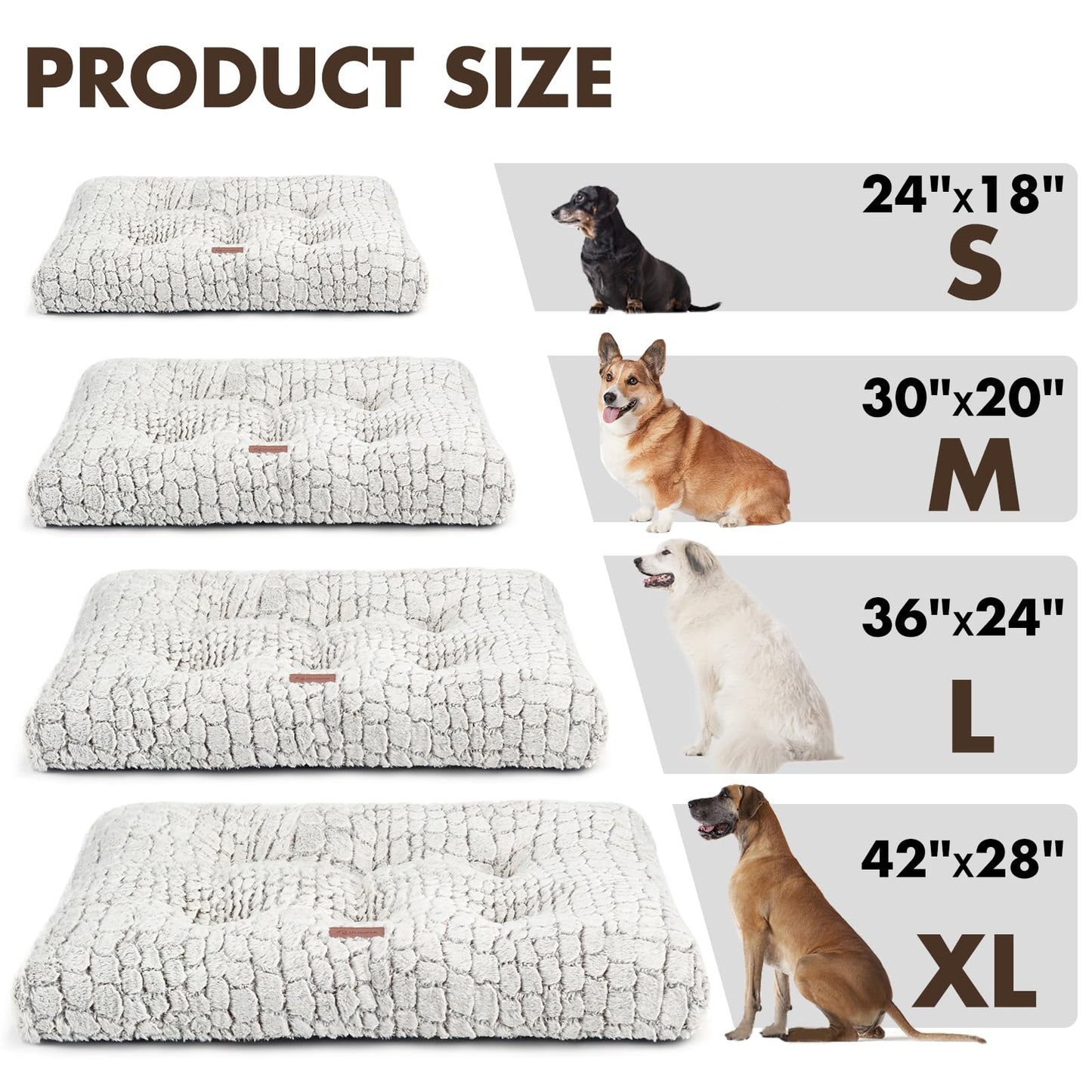 Dog Bed Crate Pad Soft Fluffy Pet Cushion Mat Anti-Slip Comfy Kennel
