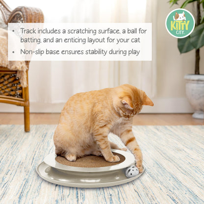 Kitty City Round Swat Ball Track Cat Toy with Scratcher, Ball