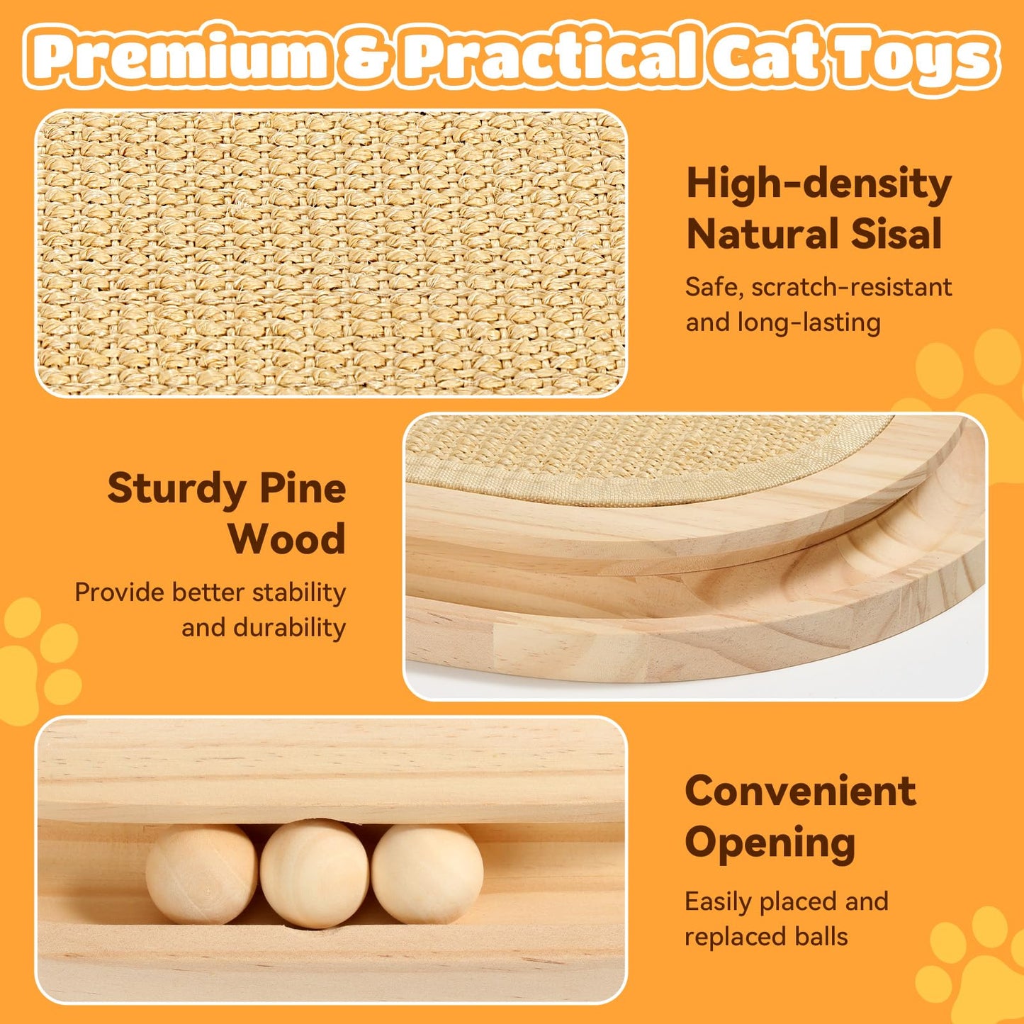 Tivray Cat Scratcher, Natural Sisal Scratching Pad, Kitten Ball