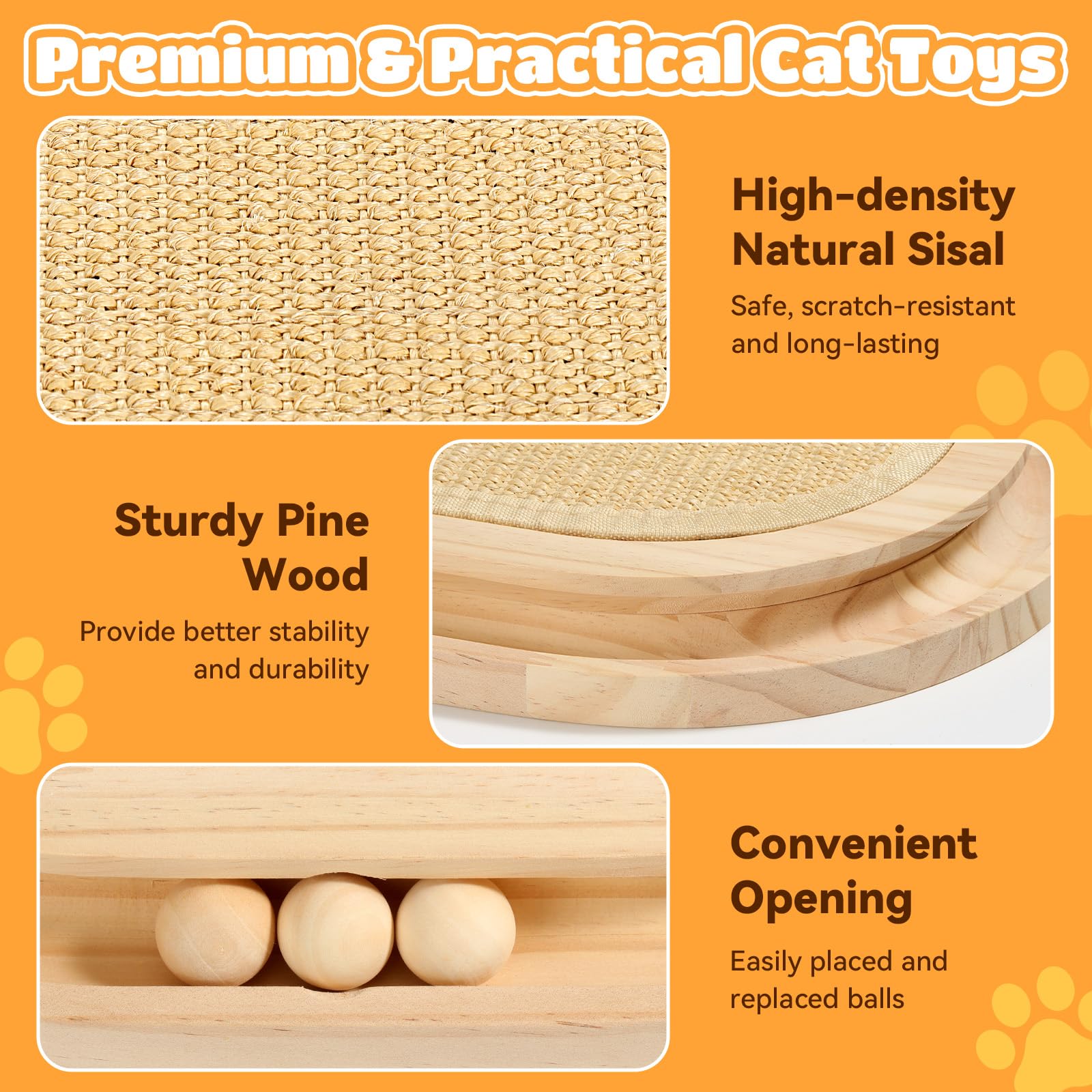 Tivray Cat Scratcher, Natural Sisal Scratching Pad, Kitten Ball