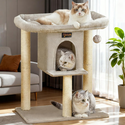 Cat Tree Tower Scratching Post for Indoor Large Cats, Small Cat Bed