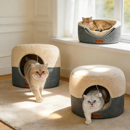 2 Pack Cat Bed for Indoor Cats Foldable Cat House Lounge for Bed