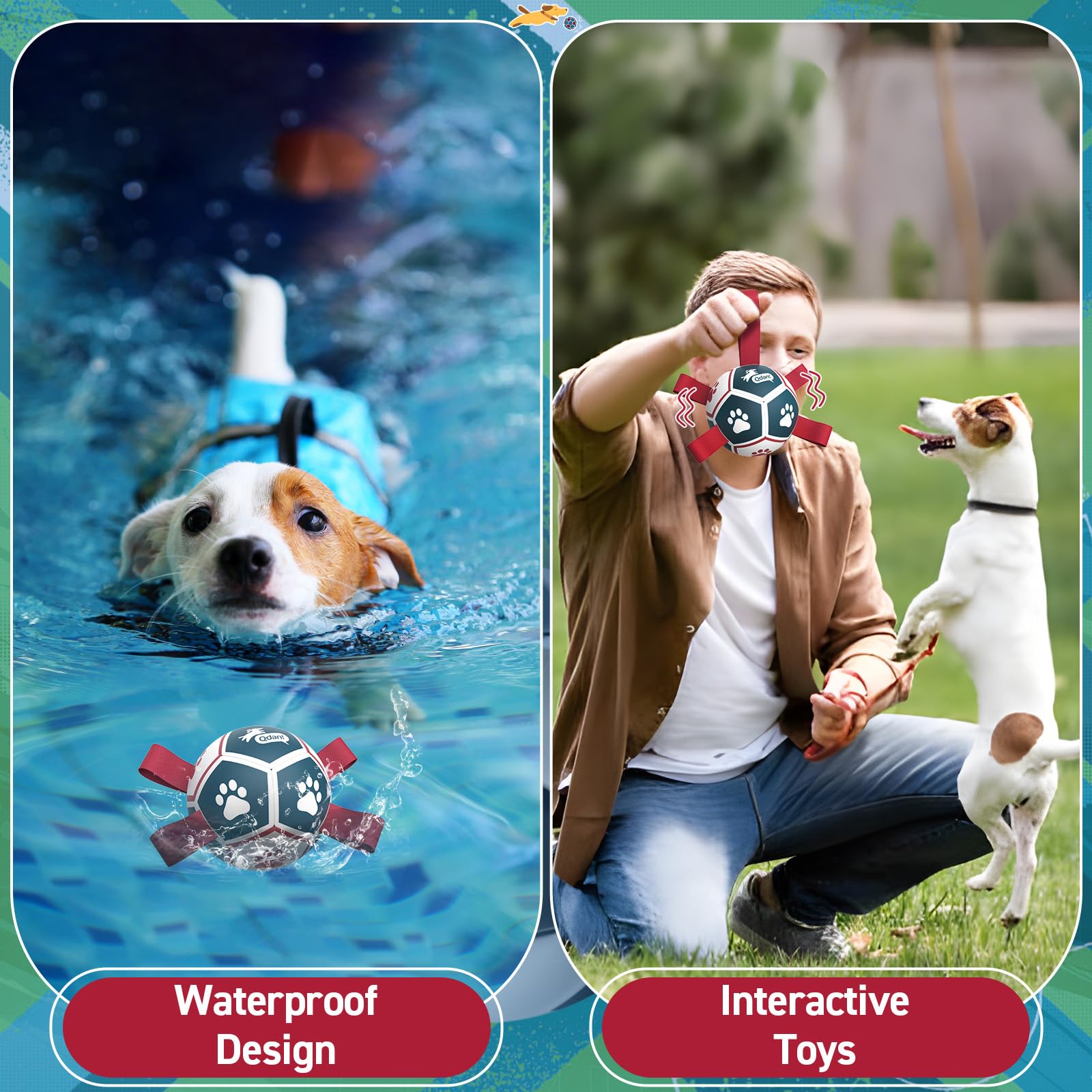 QDAN Dog Toys with Bell Inside, Durable Dog Balls for Tug of War Balls