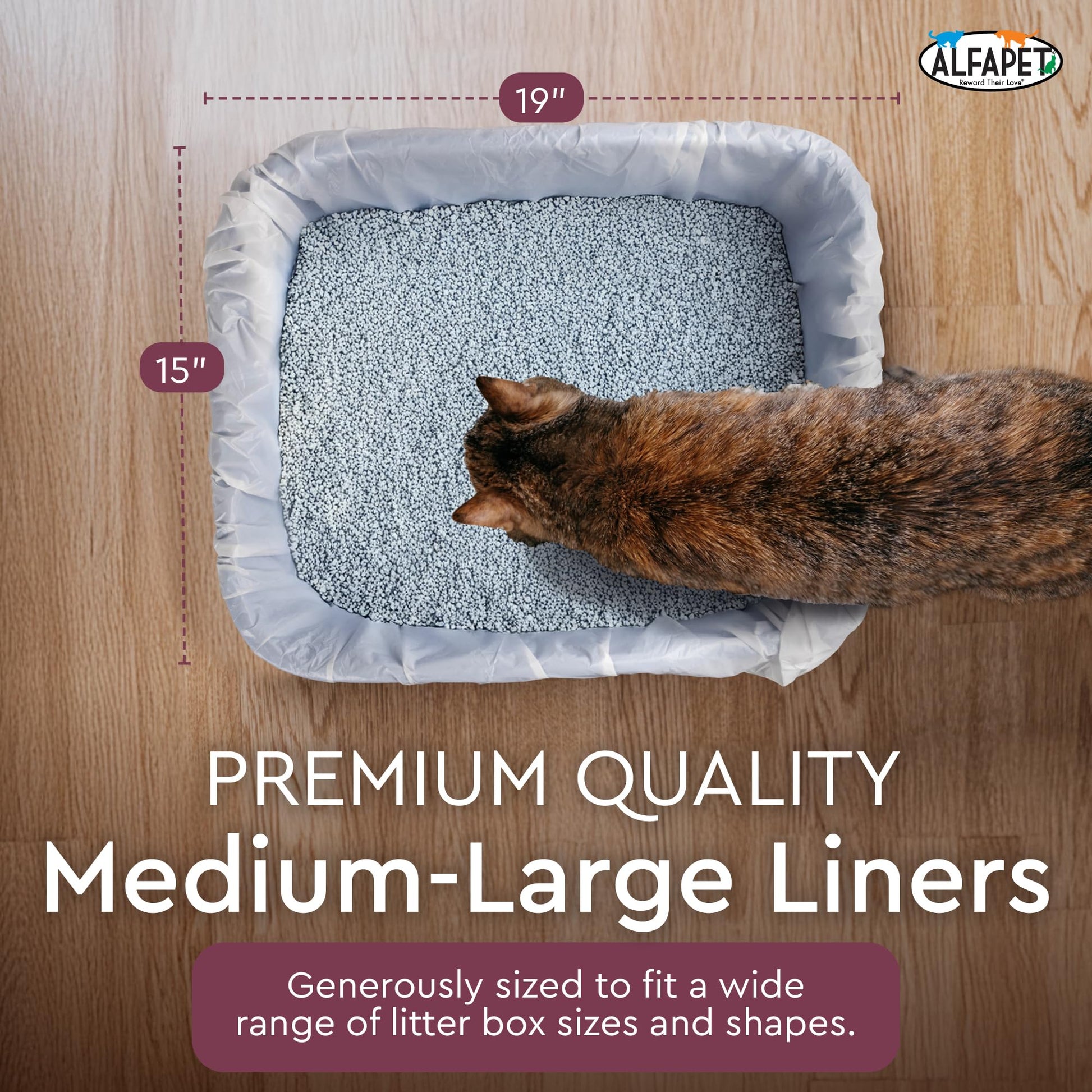 Alfapet Cat Litter Box Liners Large 12 Count Tear-Resistant Cat Litter