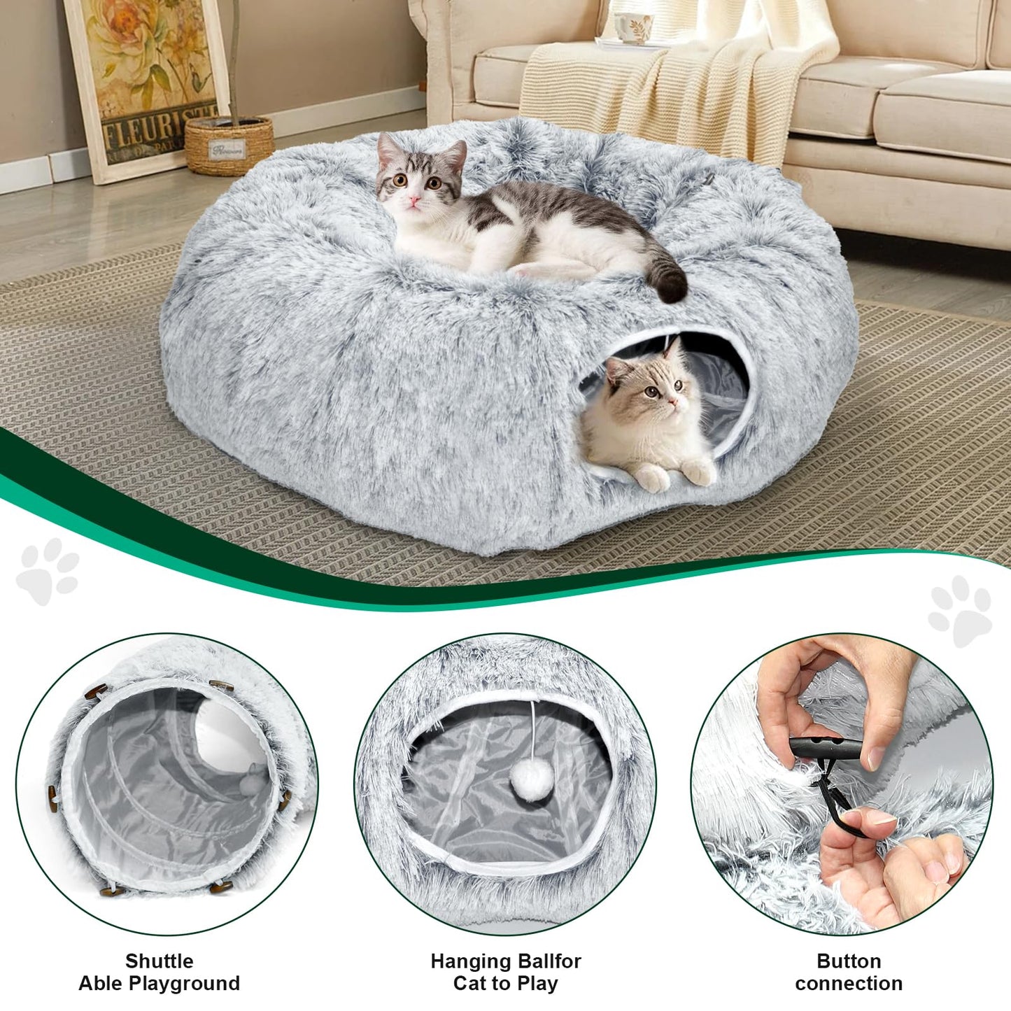 VIVOYAN Multifunctional Cat Tunnel Toy XL Interactive Cat Play Tunnel