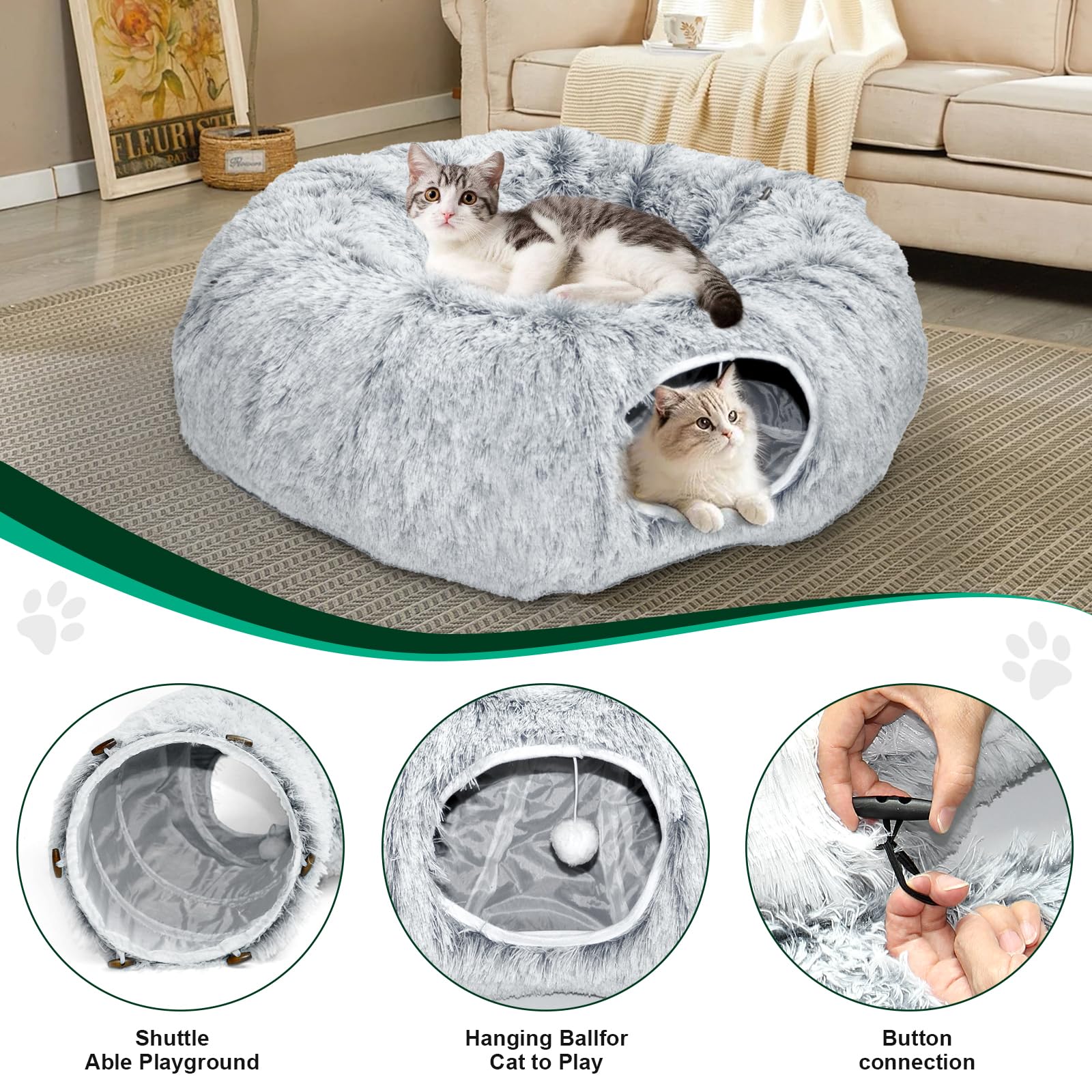 VIVOYAN Multifunctional Cat Tunnel Toy XL Interactive Cat Play Tunnel