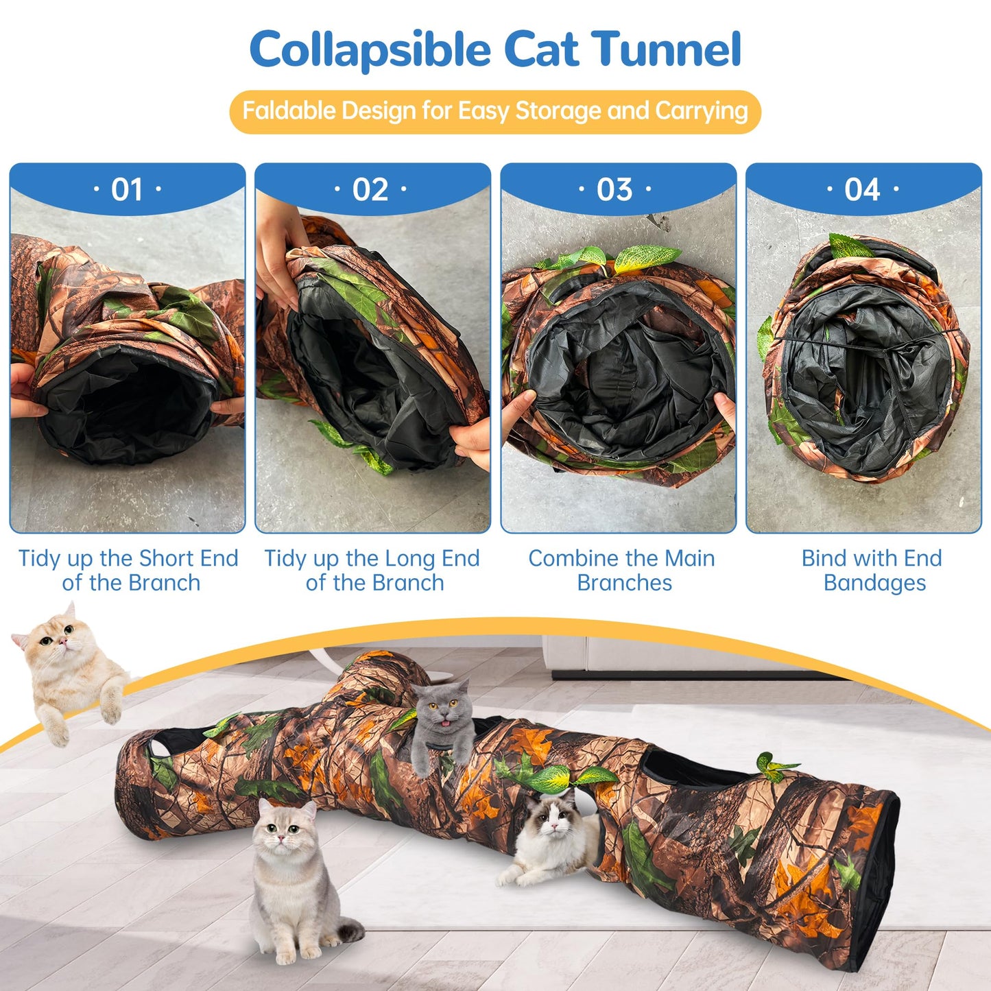 FelRelWel Cat Tunnel,Under Christmas Tree 59" Large Y-Shape Cat Toy