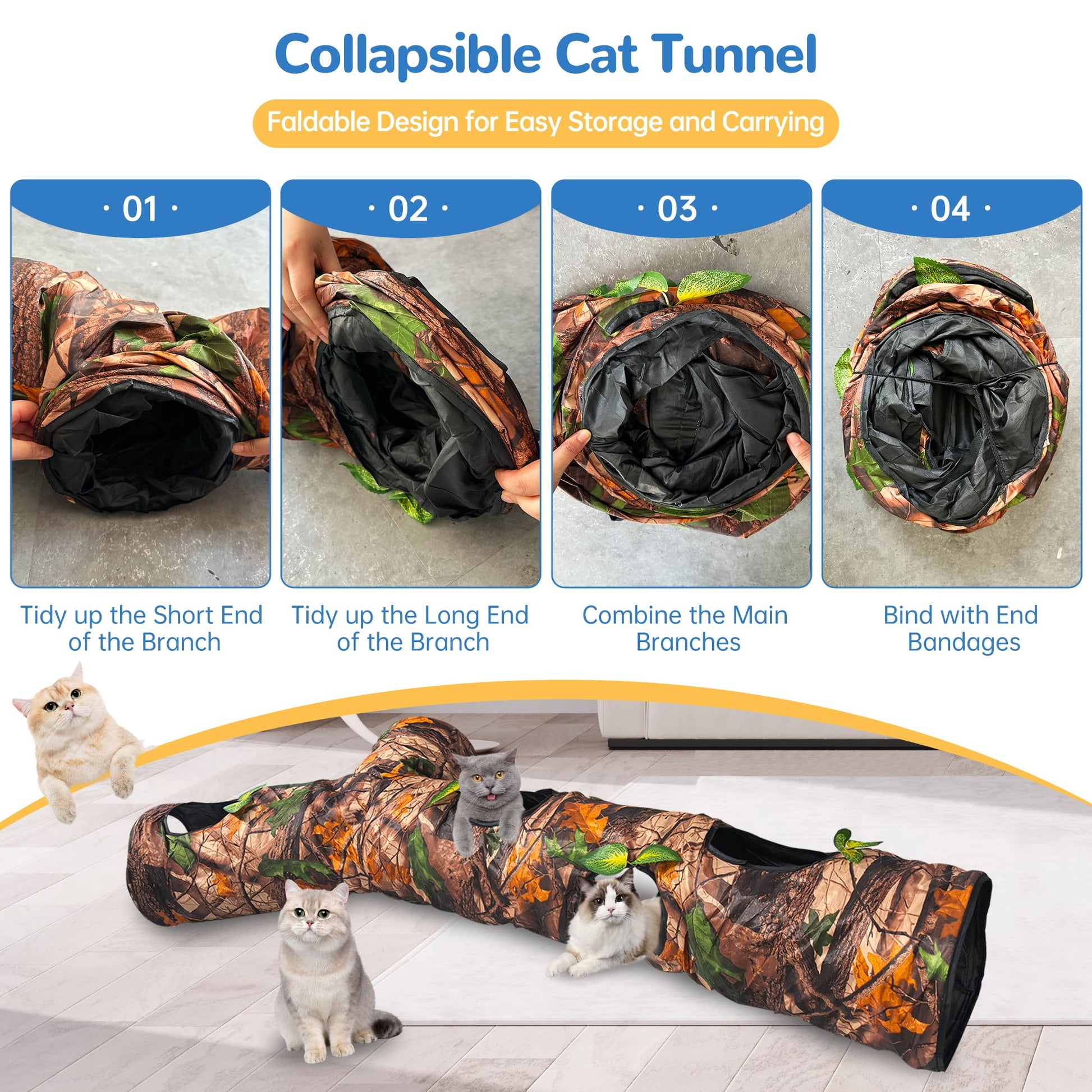 FelRelWel Cat Tunnel,Under Christmas Tree 59" Large Y-Shape Cat Toy