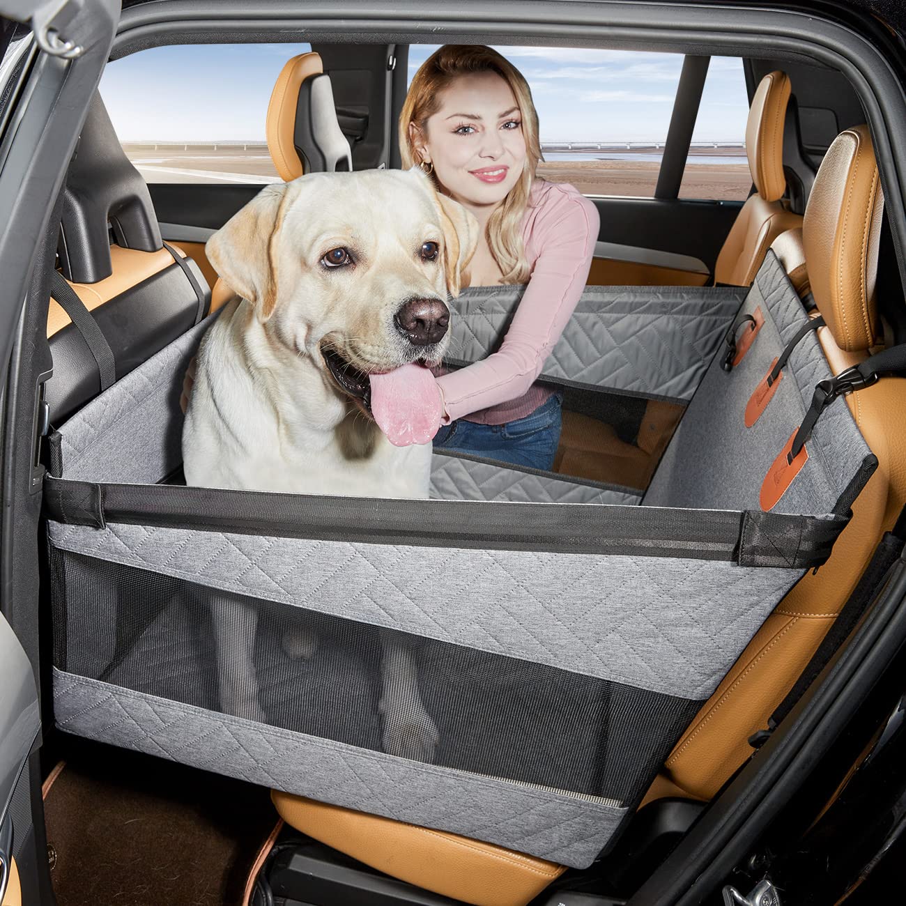 TKYZ Large Dog Car Seat,Back Seat Extender for Dogs,Waterproof Seat