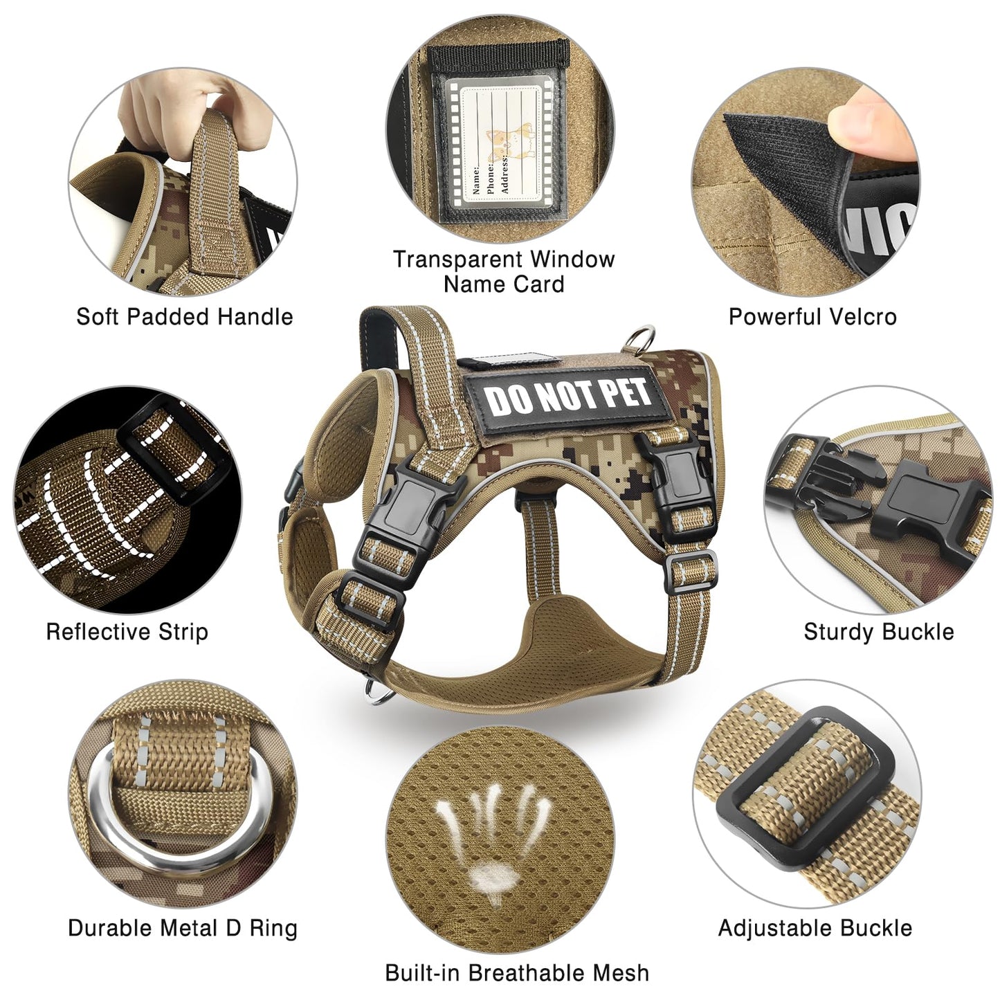 MOOGROU Tactical Dog Harness and Leash Set for Large Dogs,Heavy Set