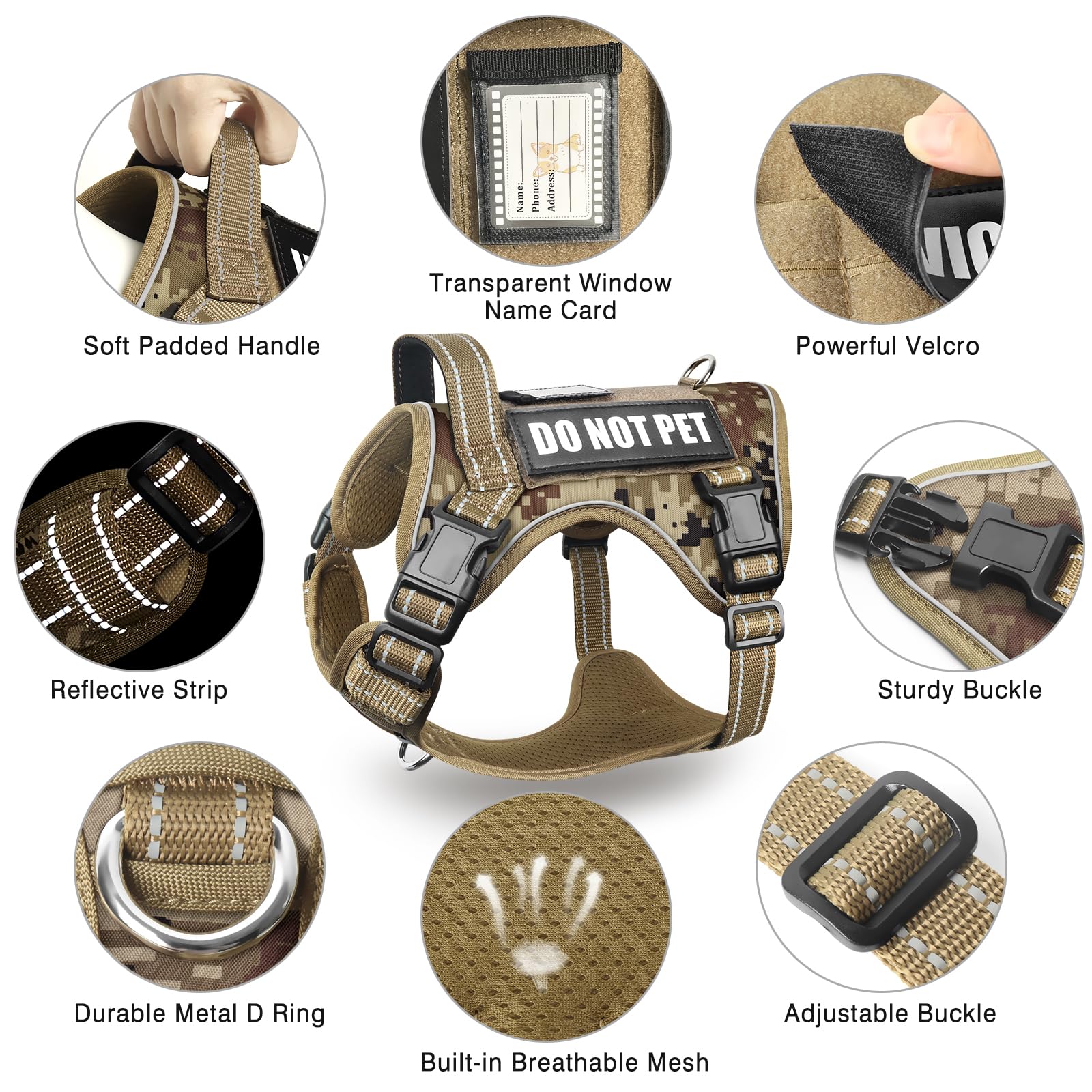 MOOGROU Tactical Dog Harness and Leash Set Small Sized Dog,Heavy Set