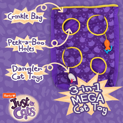Hartz Just for Cats The Crinkler, 3-in-1 Mega Cat Toy with Vine Catnip