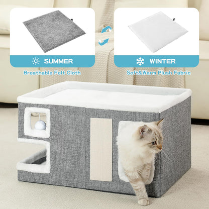 Crispedia Large Cat Houses for Indoor Cats, Extra Wide Cat Cave Bed