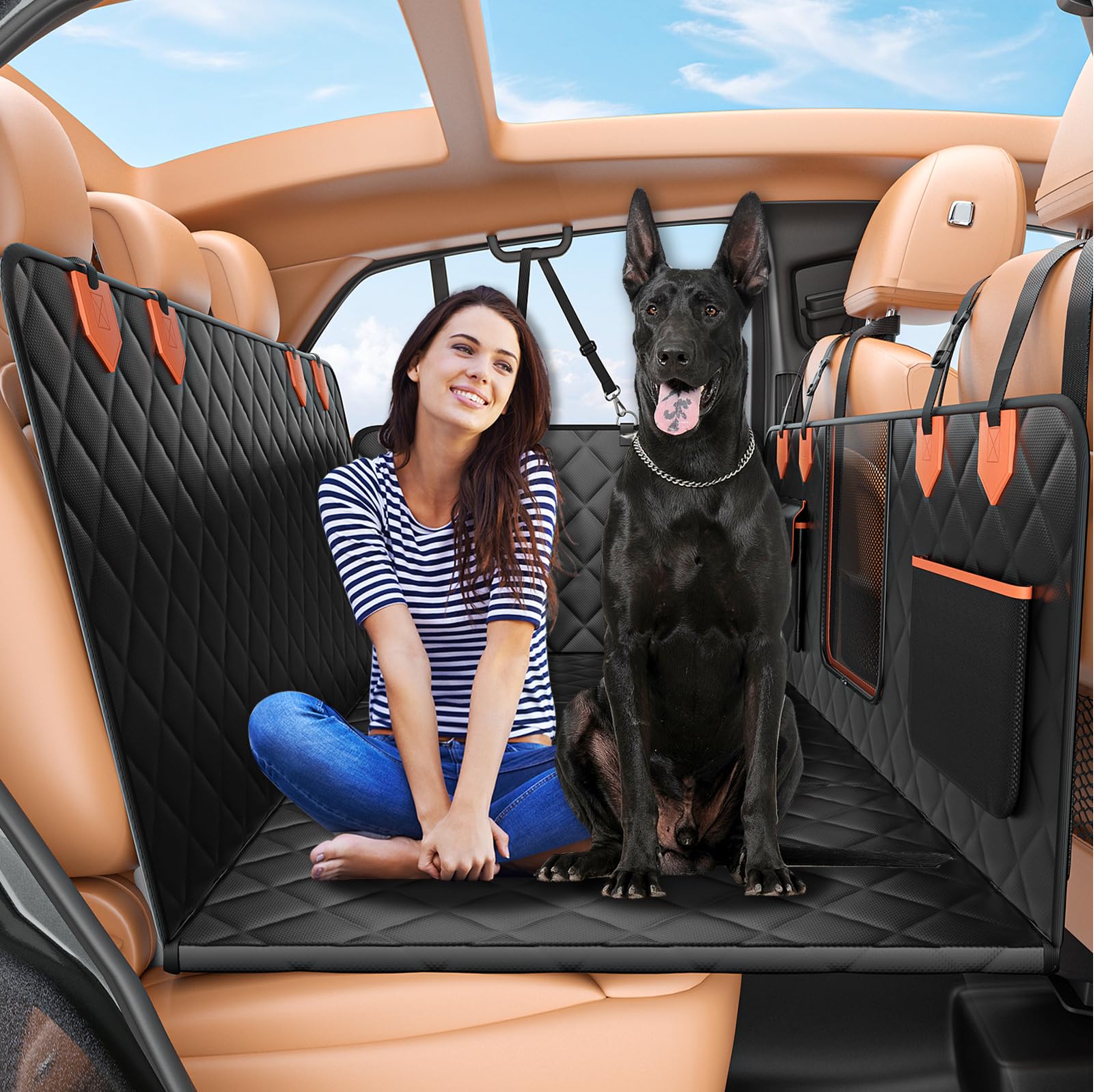 IJVAE Dog Seat Cover for Back Seat, Hard Bottom Back Seat Seat