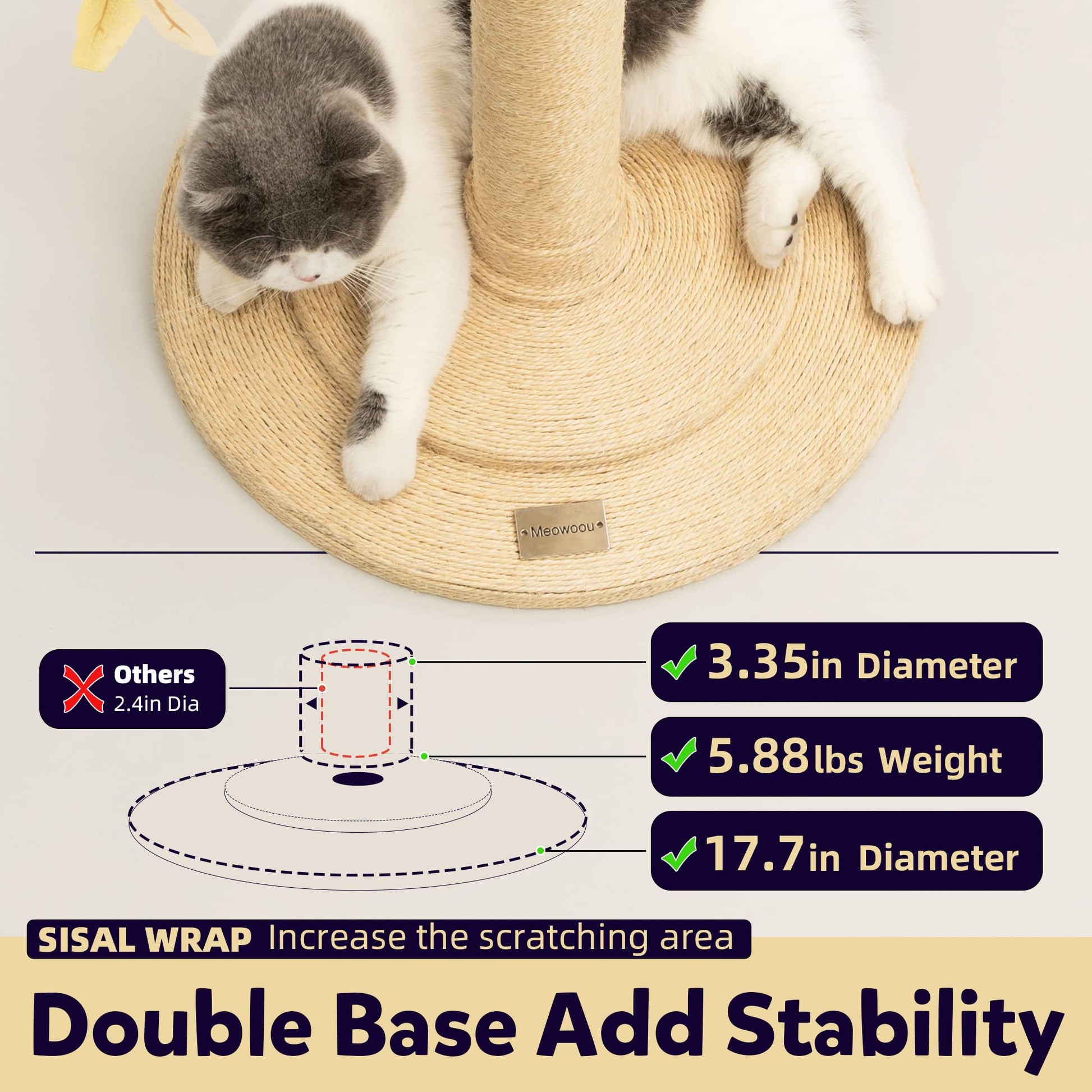 Meowoou Cat Scratching Post for Indoor Cats Adults Tall Cat Scratcher
