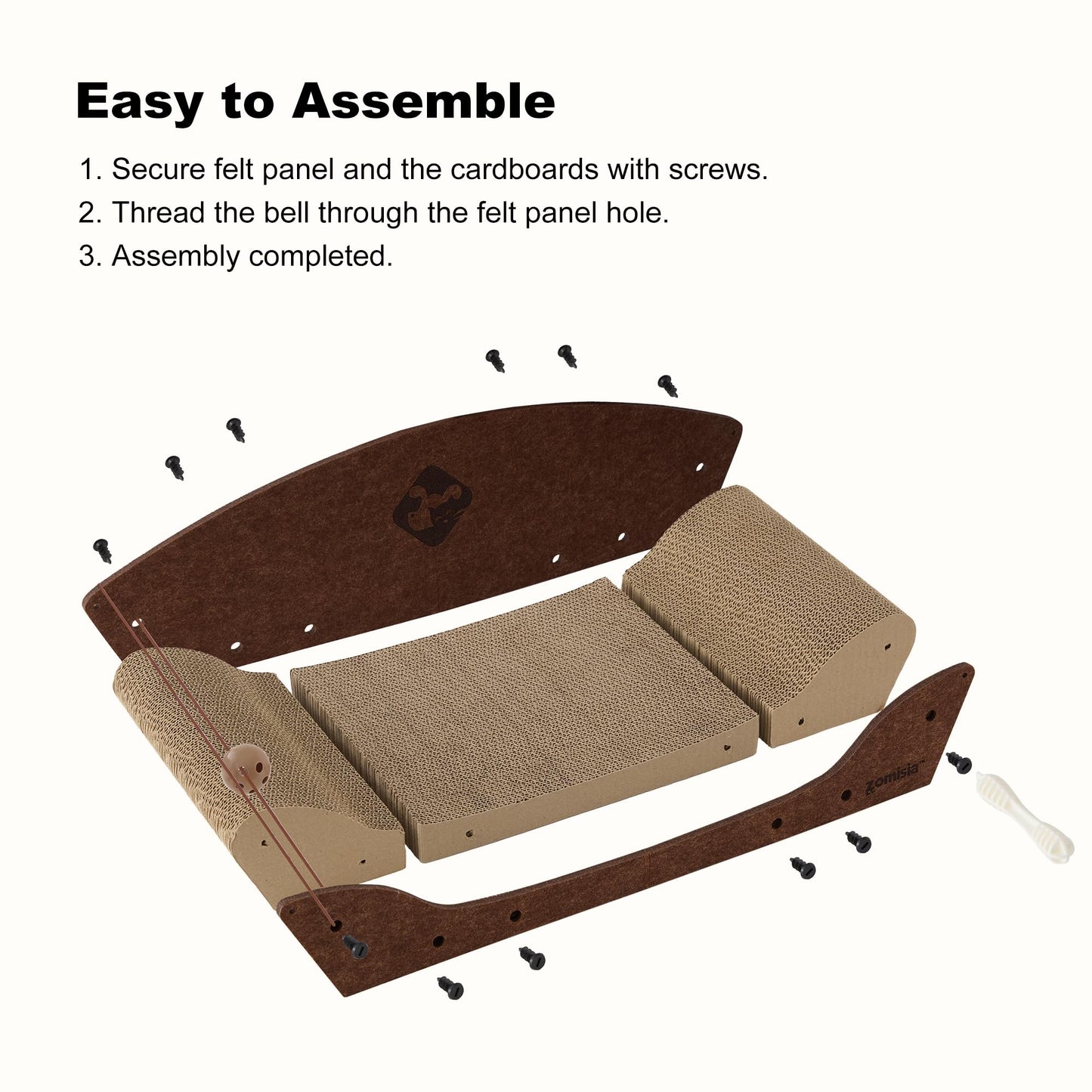 ZOMISIA 26'' Cardboard Cat Scratcher Bed Large Scratcher Couch Board